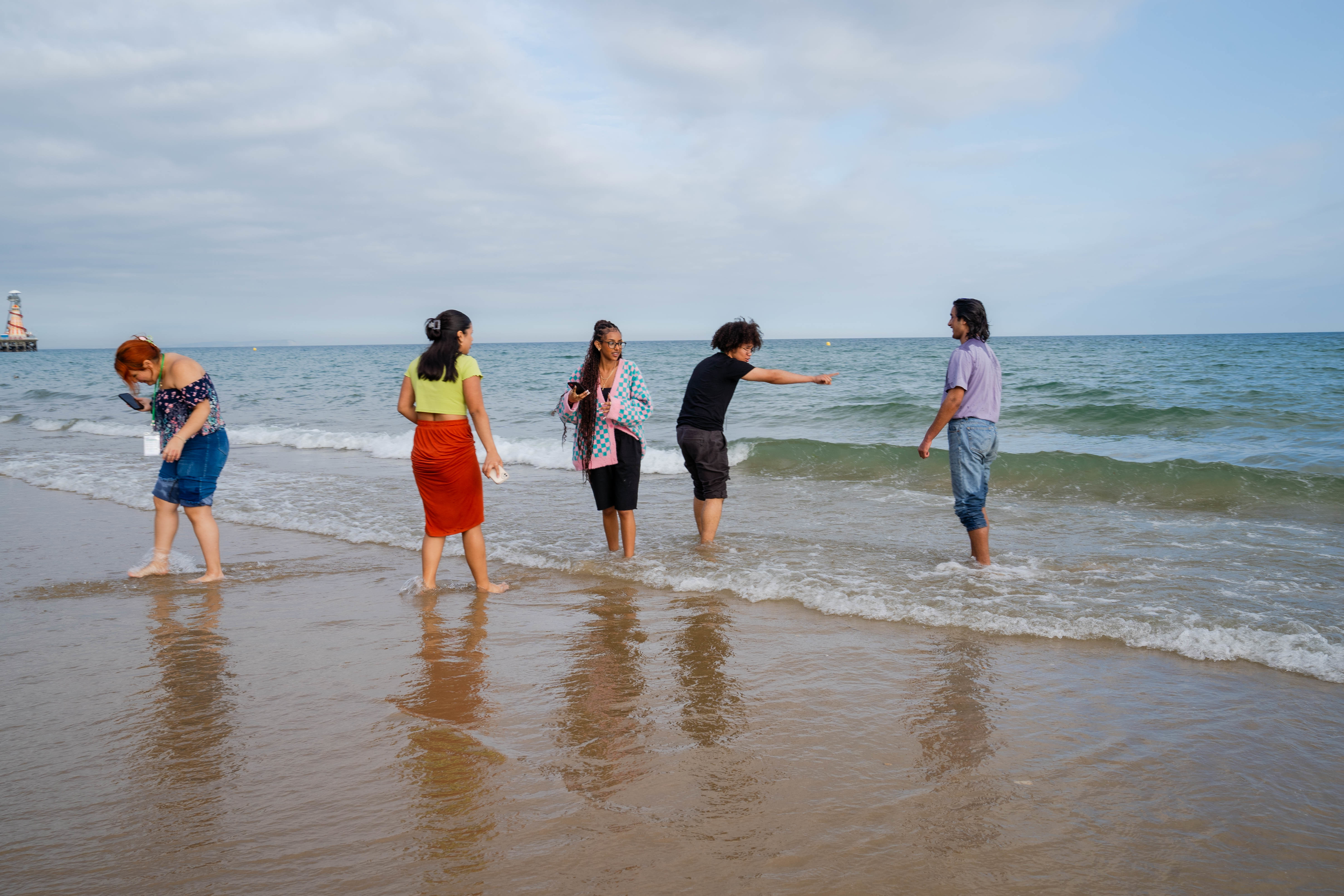 summer residential students at the beach