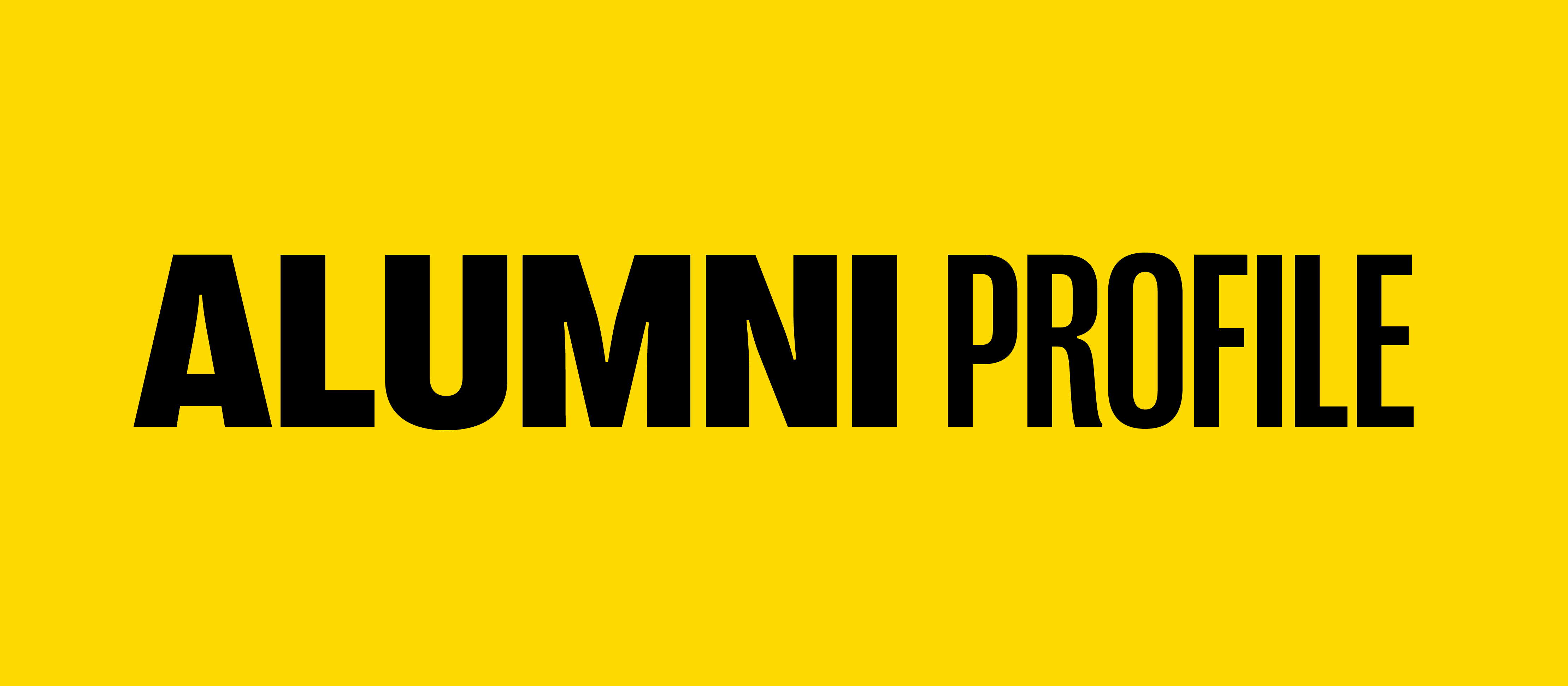 Alumni profile banner with yellow background
