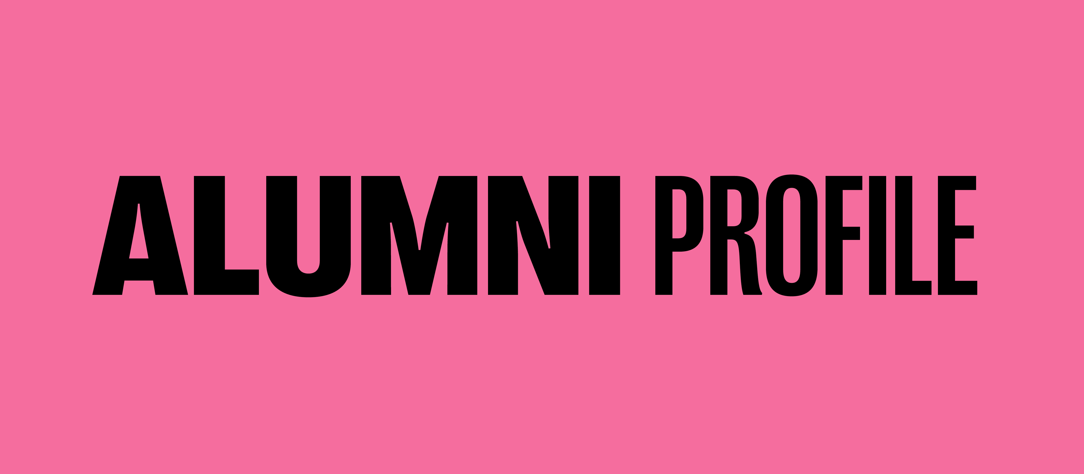 Alumni profile banner with pink background