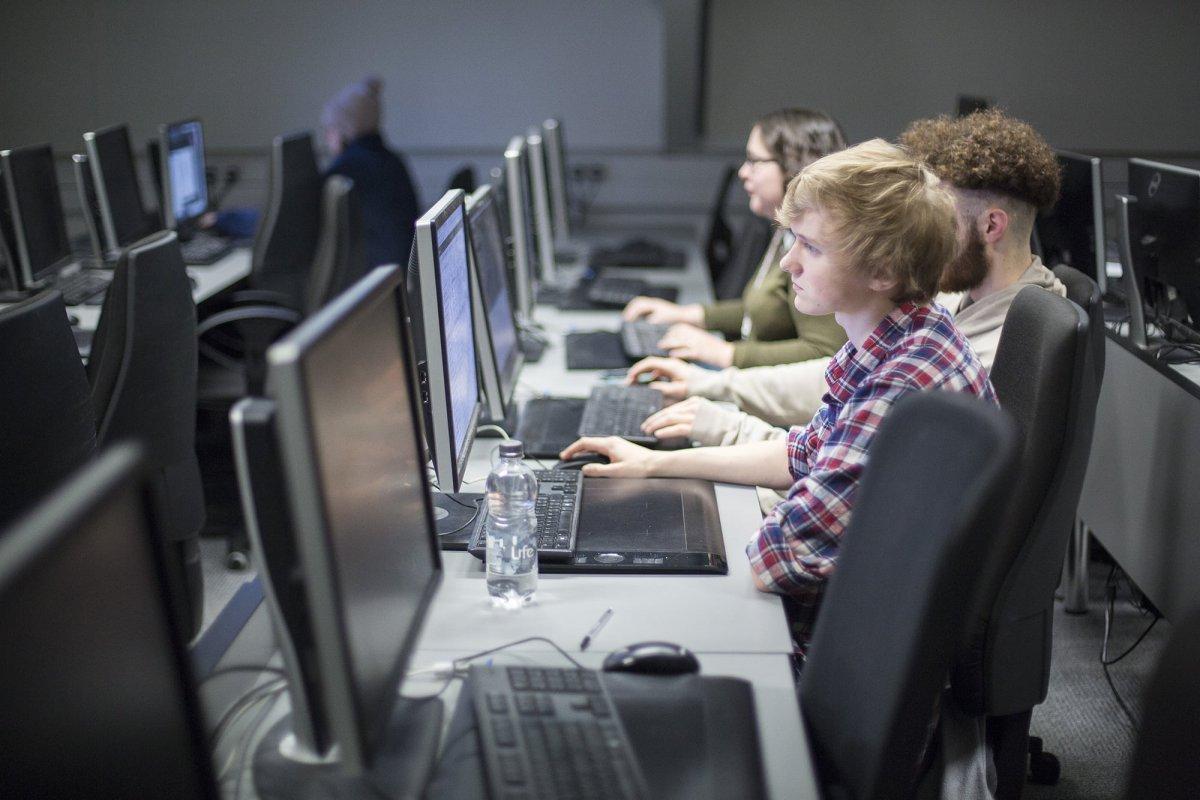 Animation student working in a digital suite