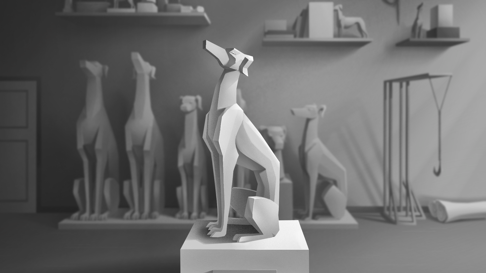 3D models of dog statues