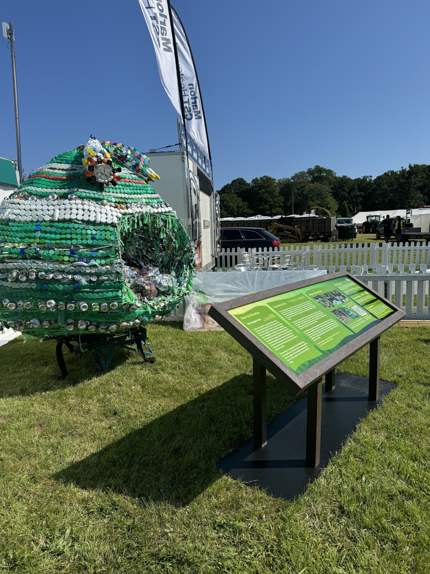 The completed sculpture "The Anthropogenic Nest" on display at the New Forest Show.