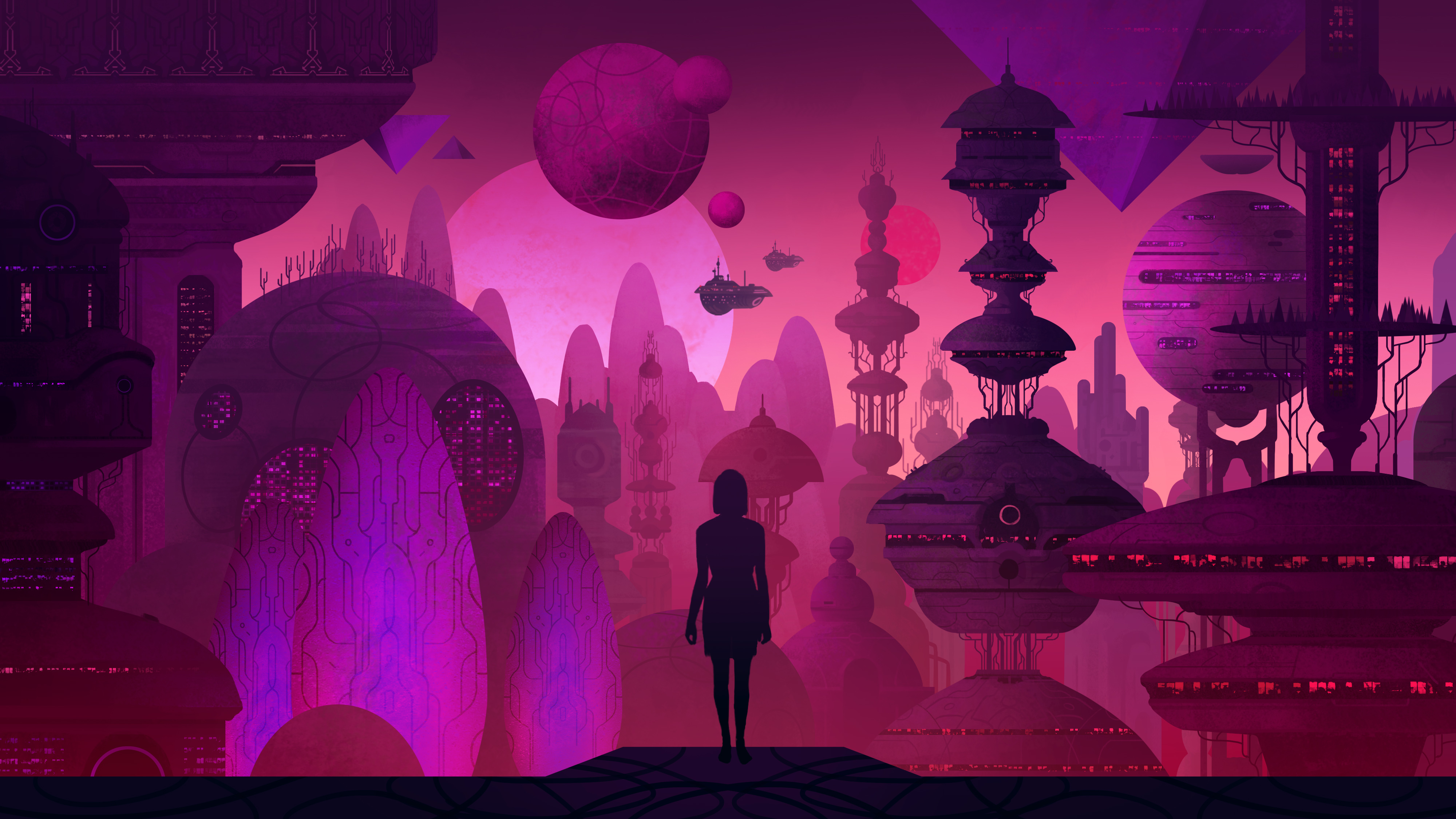 Illustration of a futuristic world
