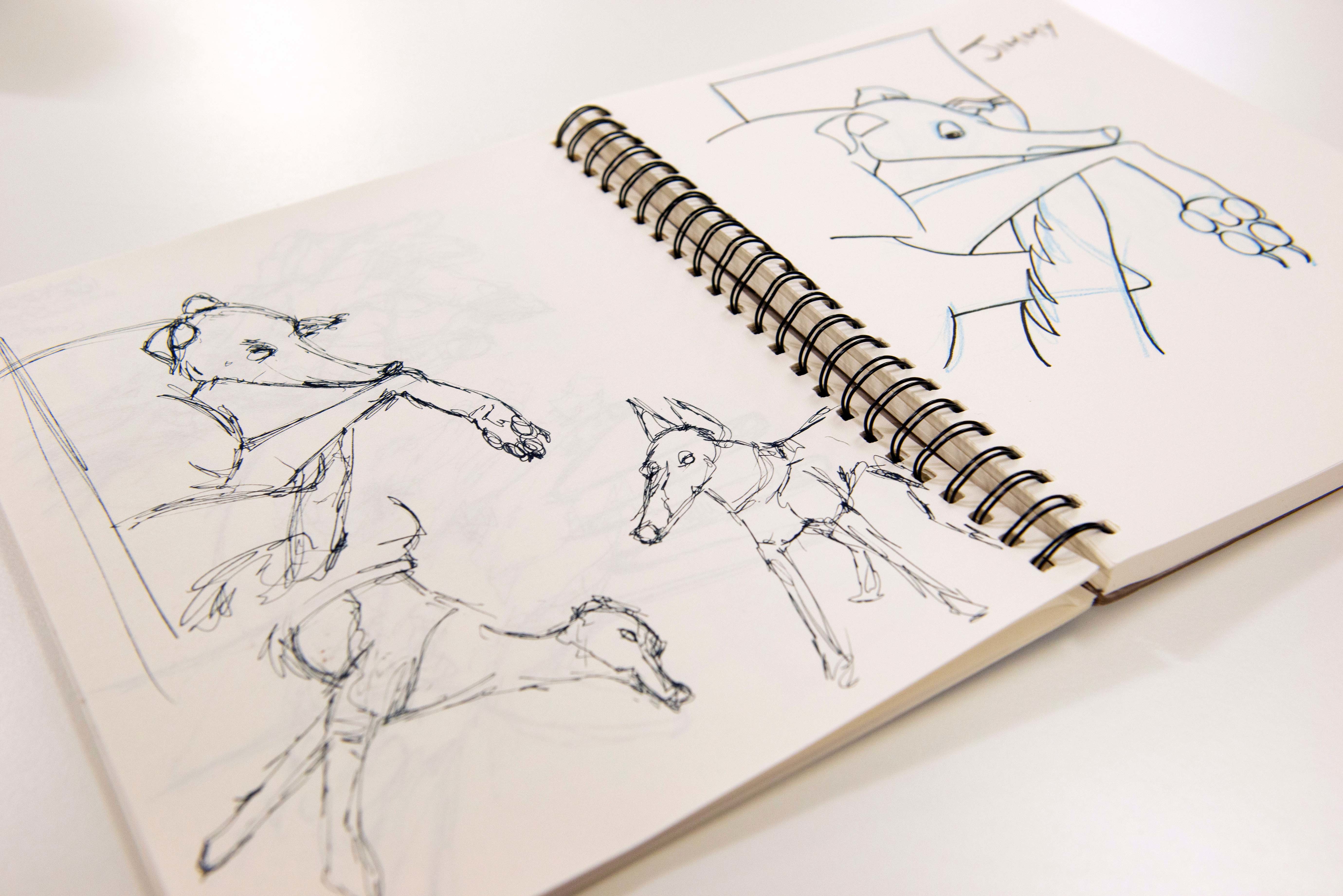 Sketches of dogs in fine line pen
