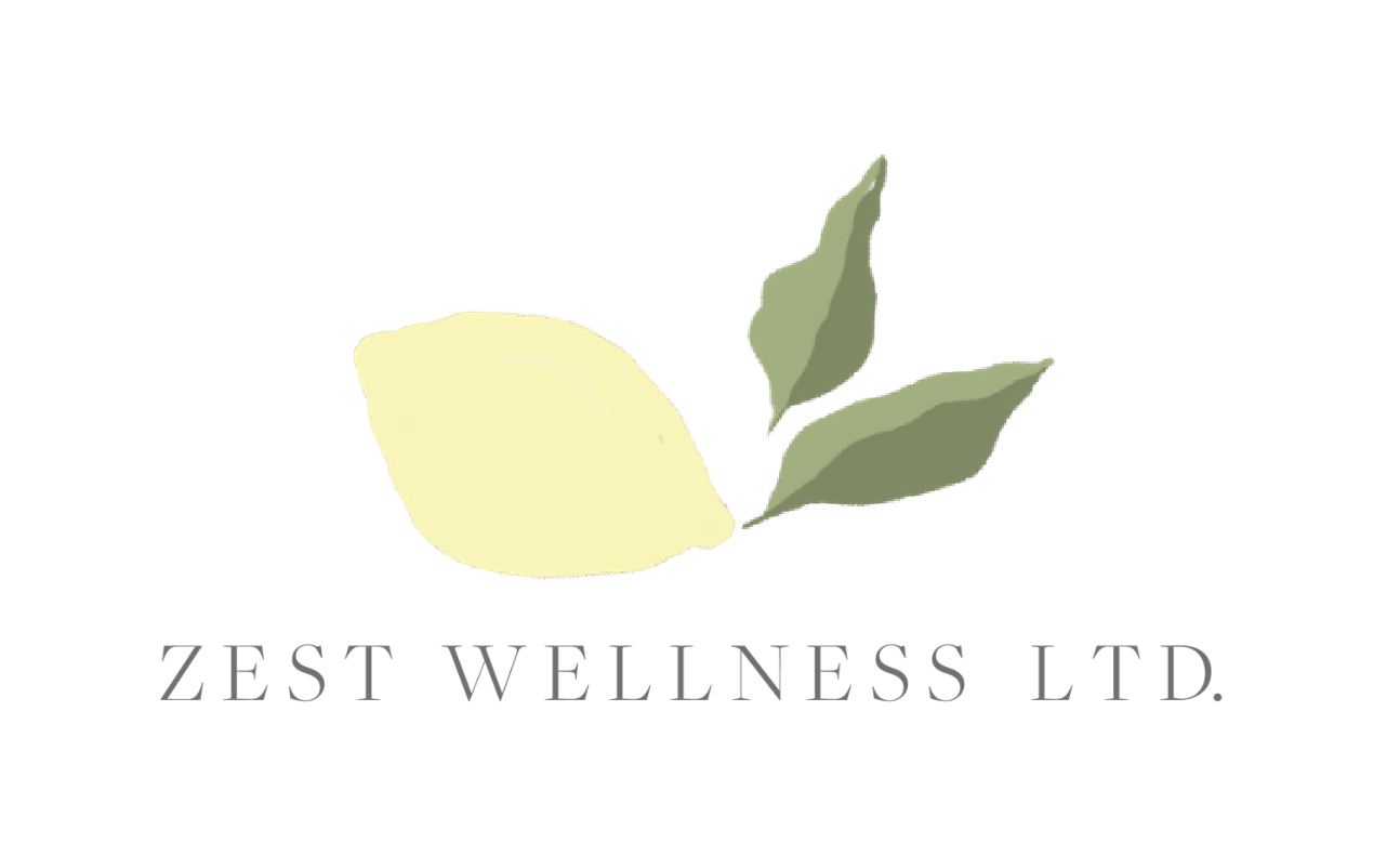 An illustration of a lemon with text underneath "Zest Wellness Ltd."