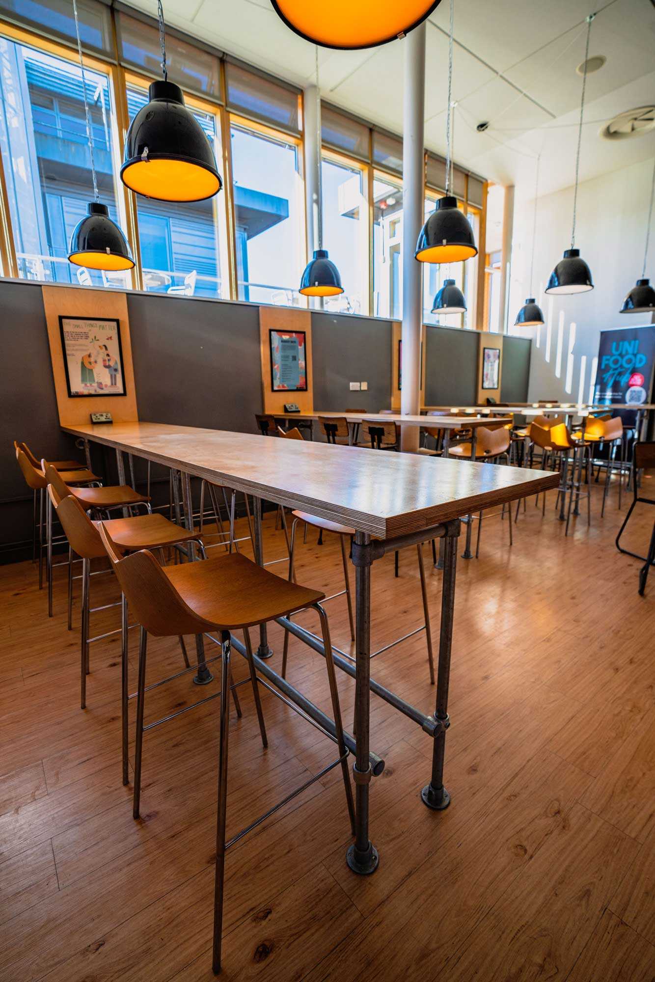 Arts bar long table and chairs