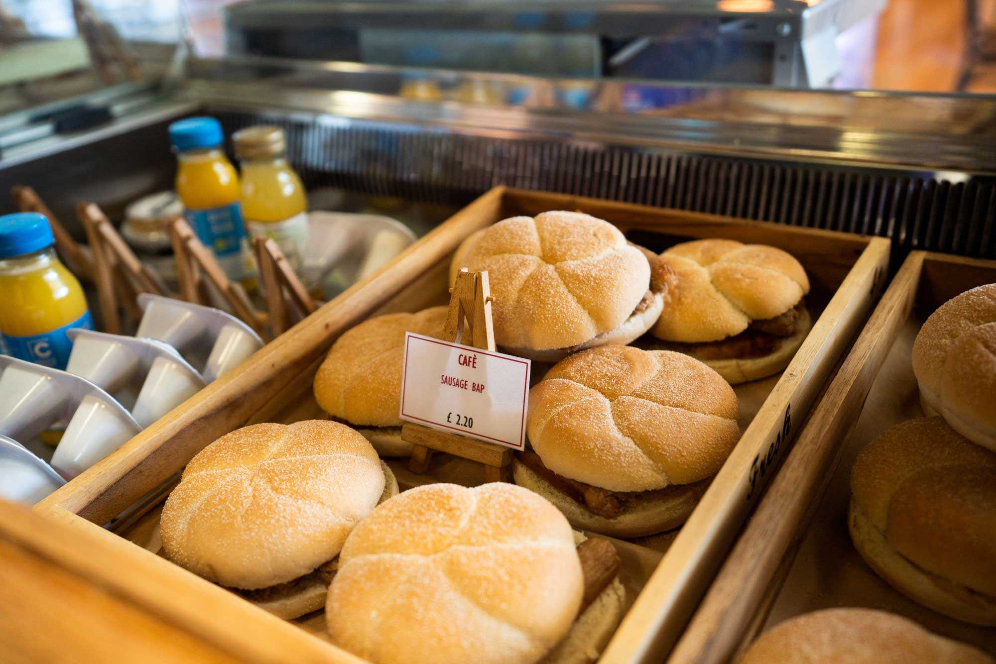 Arts Bar counter displaying bacon baps