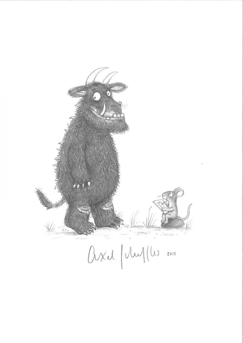 Pencil sketch of the Gruffalo and mouse