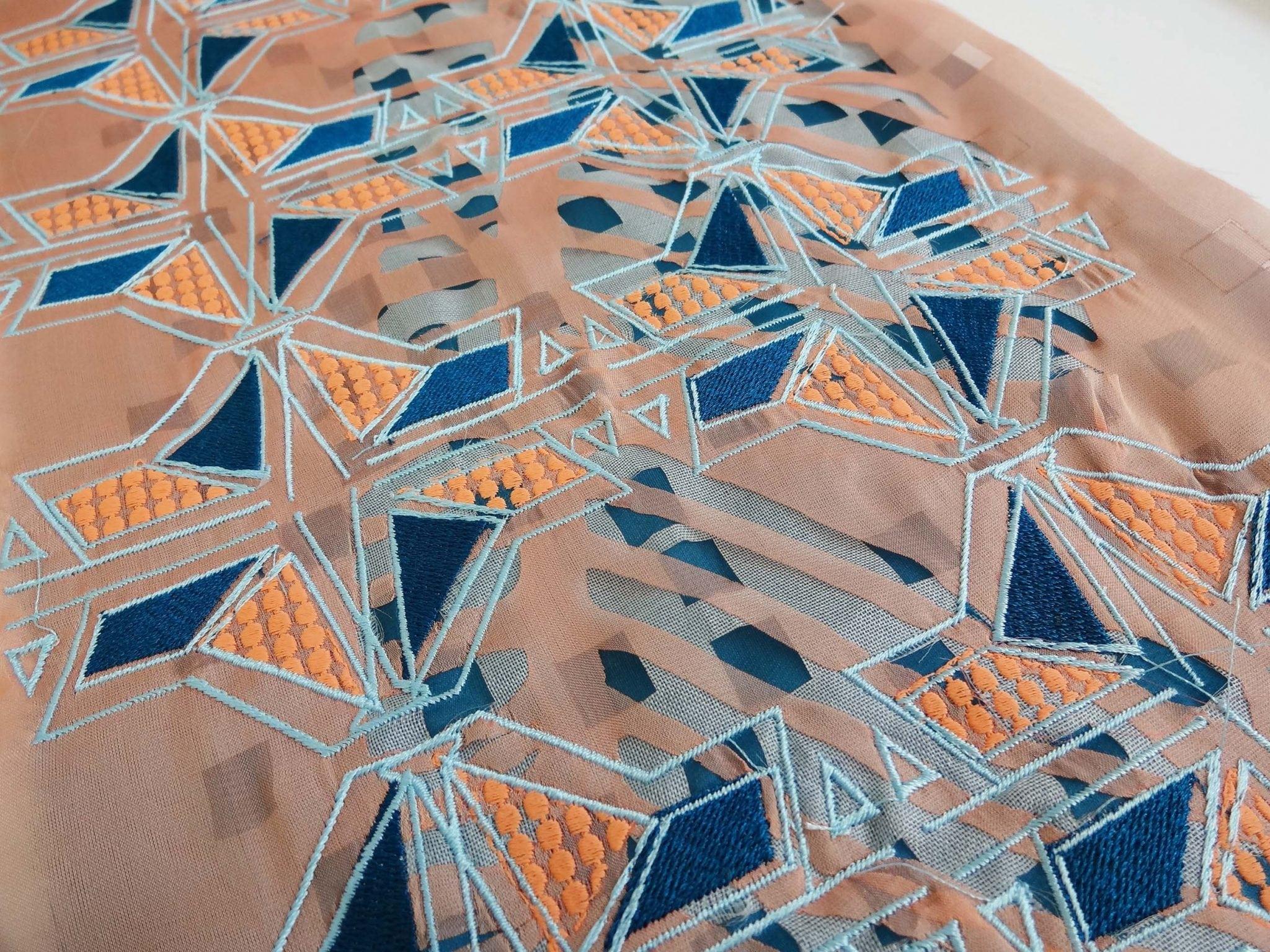 A piece of fabric with an abstract pattern.