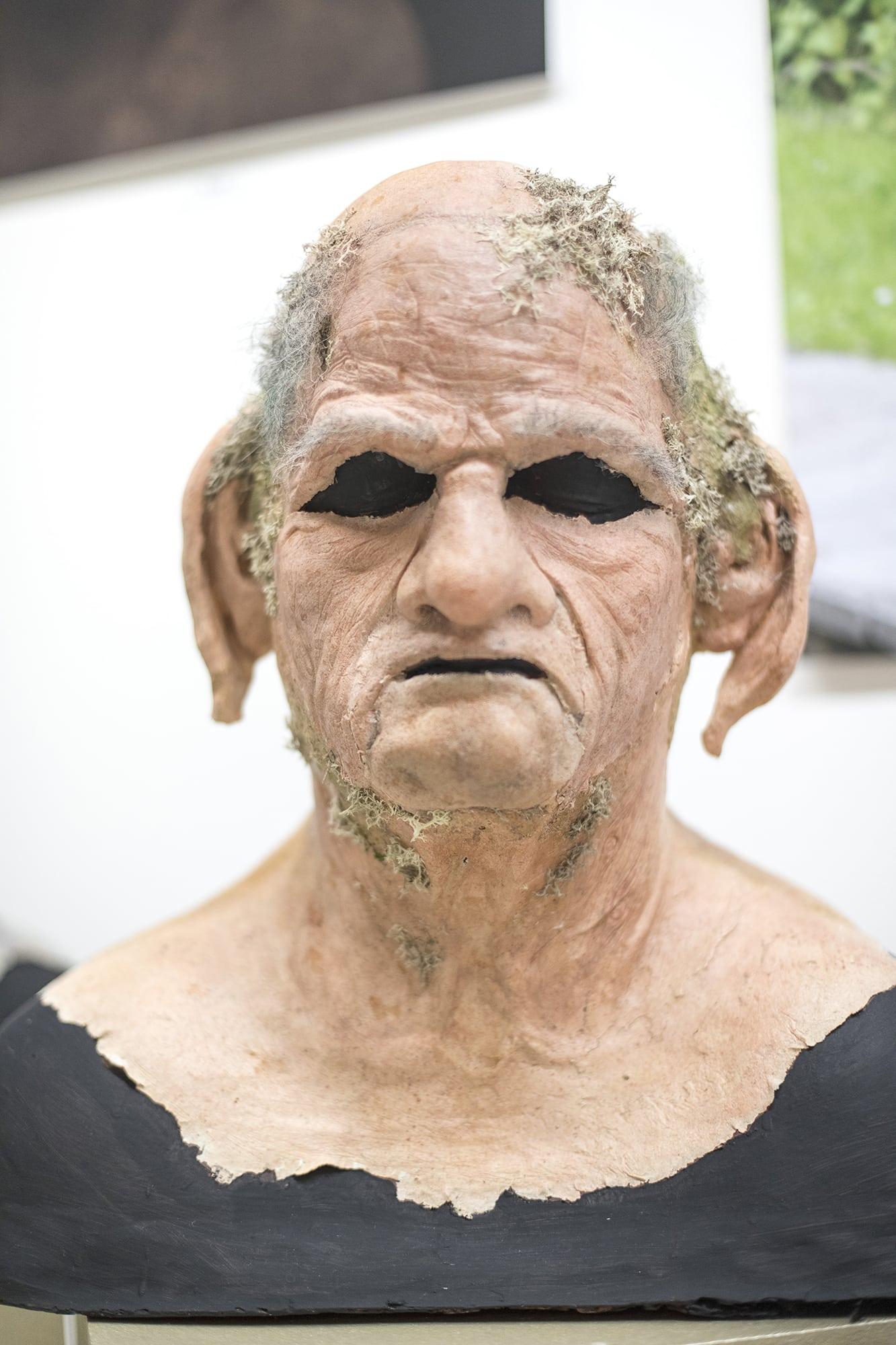 Bust of a prosthetic for a monster's face.
