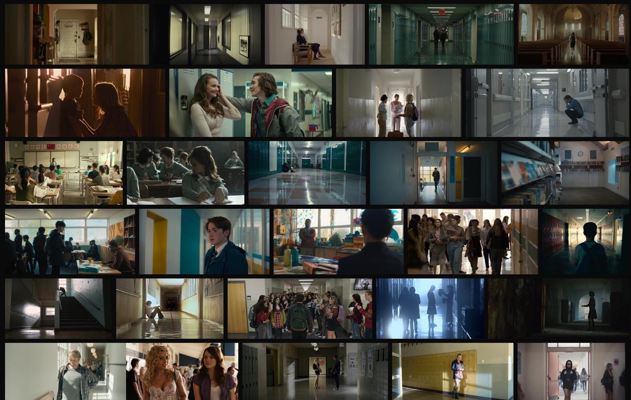 A grid of assorted film stills showing complex and diverse lighting arrangements, created on ShotDeck software.
