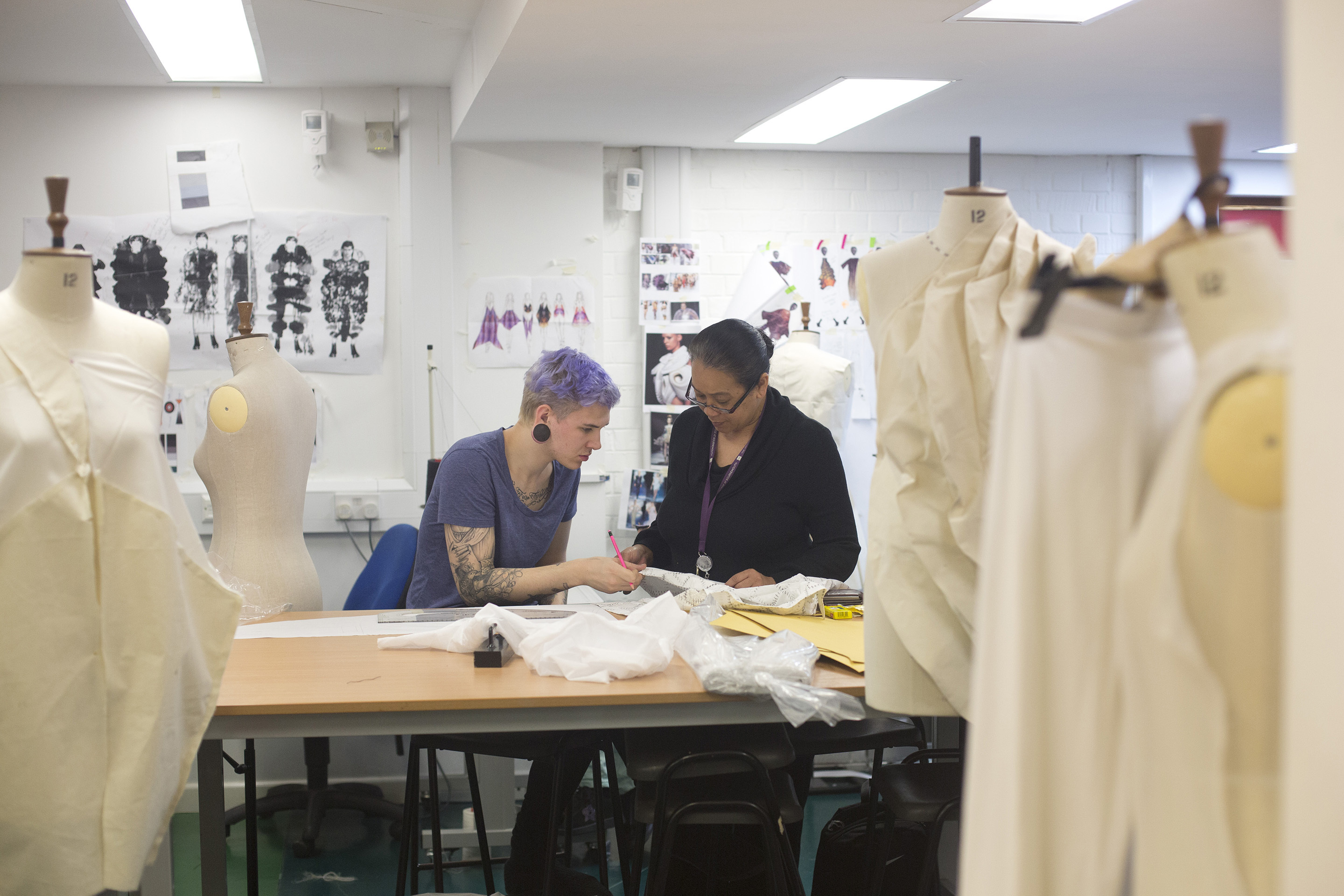 Students working