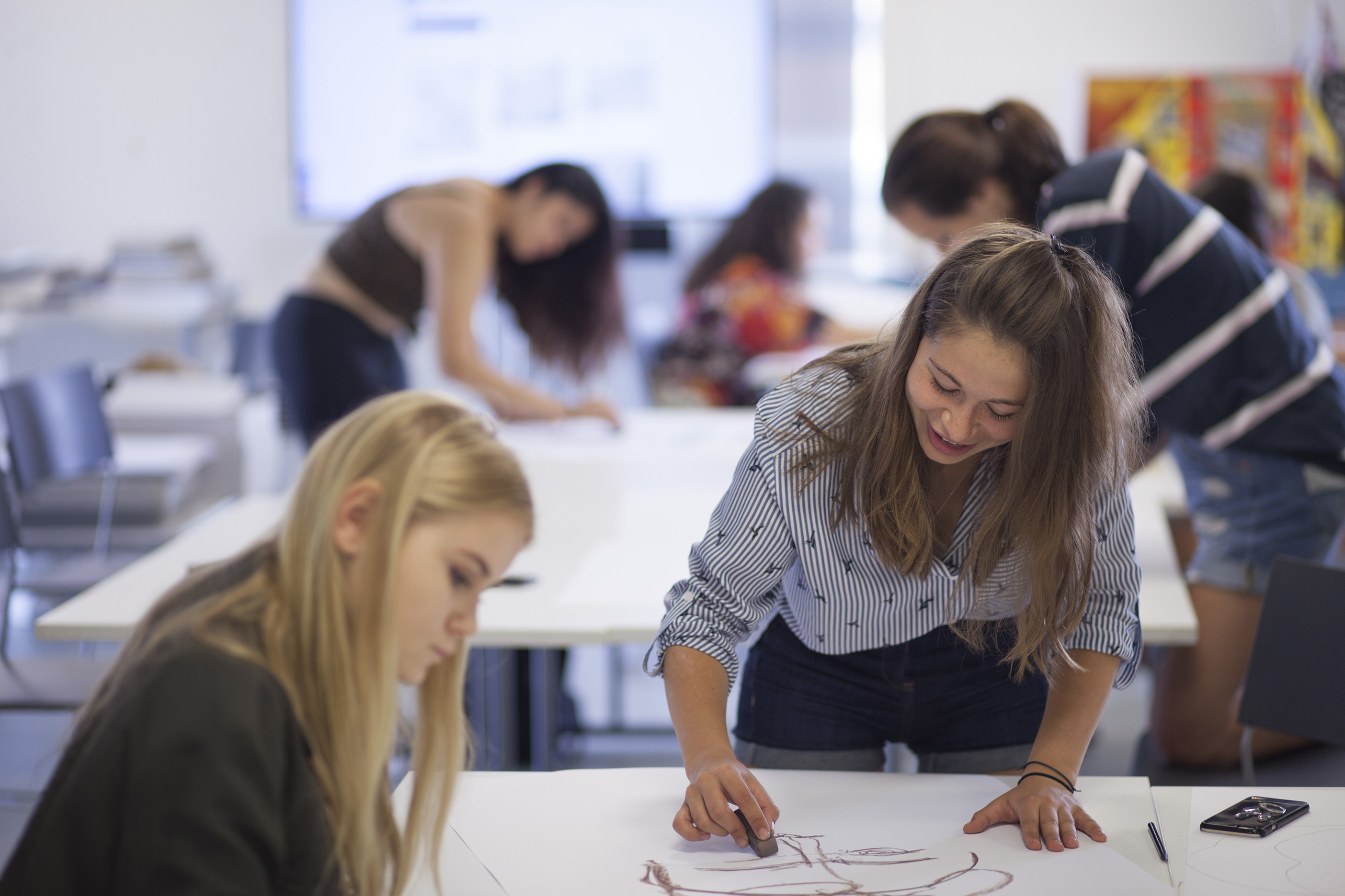 Students working