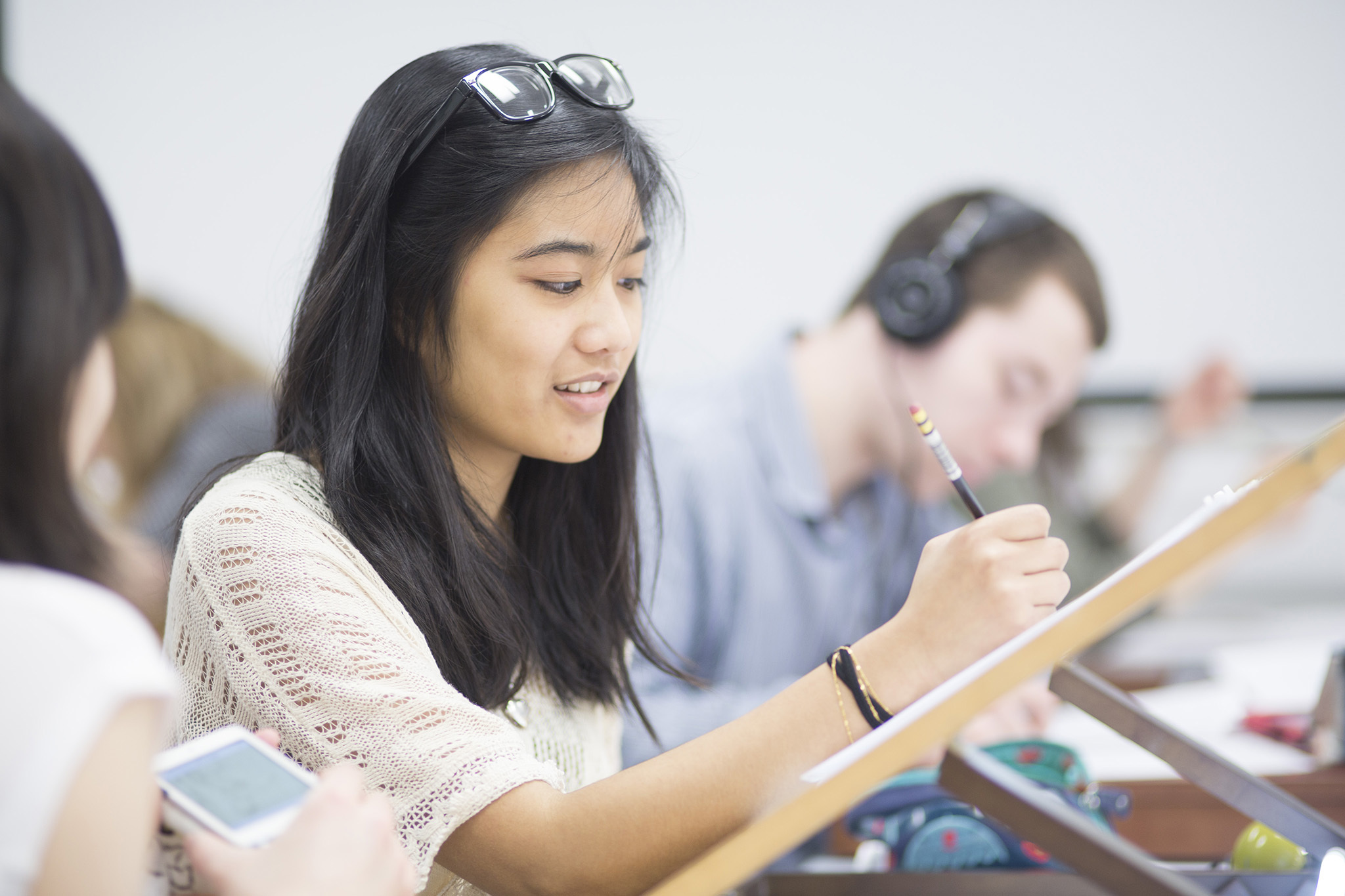 Students working