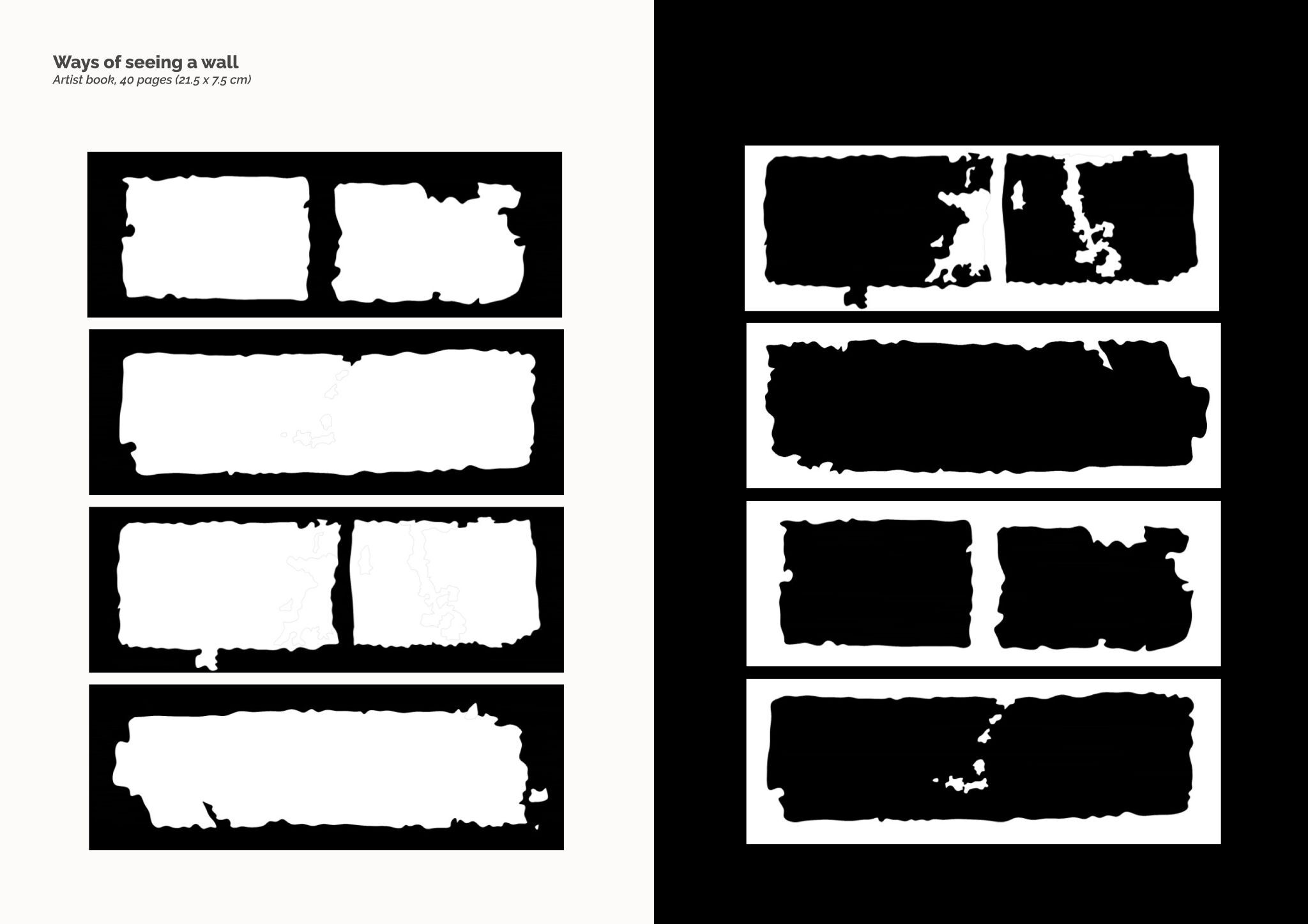 Abstract artwork of brick outlines, white on the left, dark on the right.
