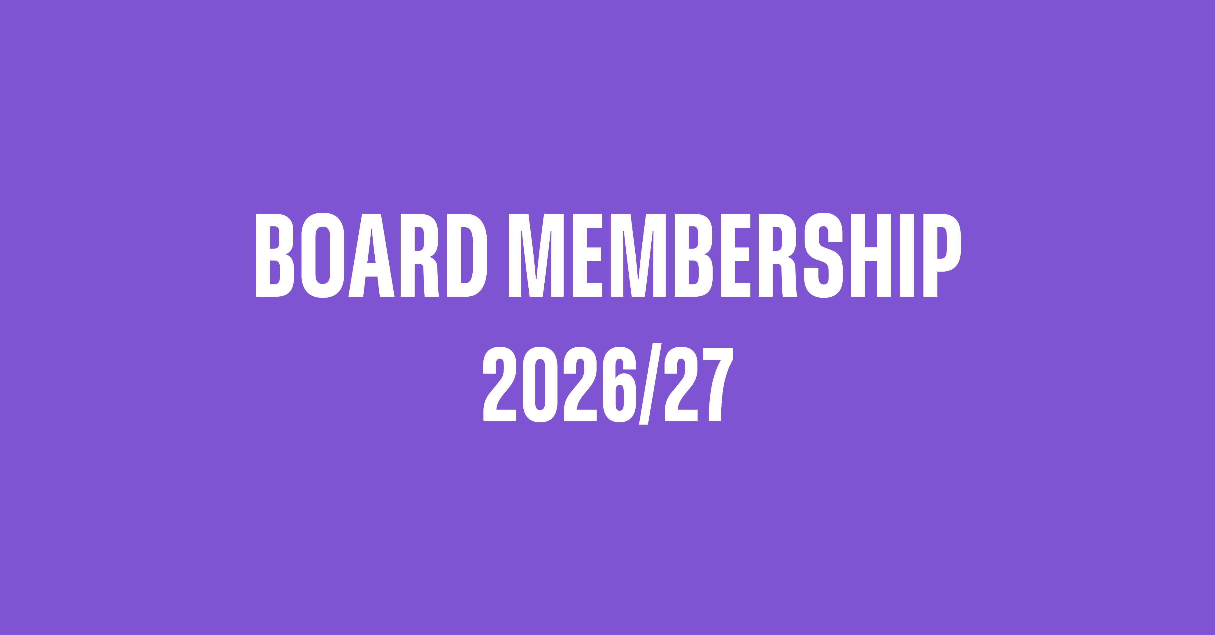 Purple tile with white text reading "Board Membership 2026/27"