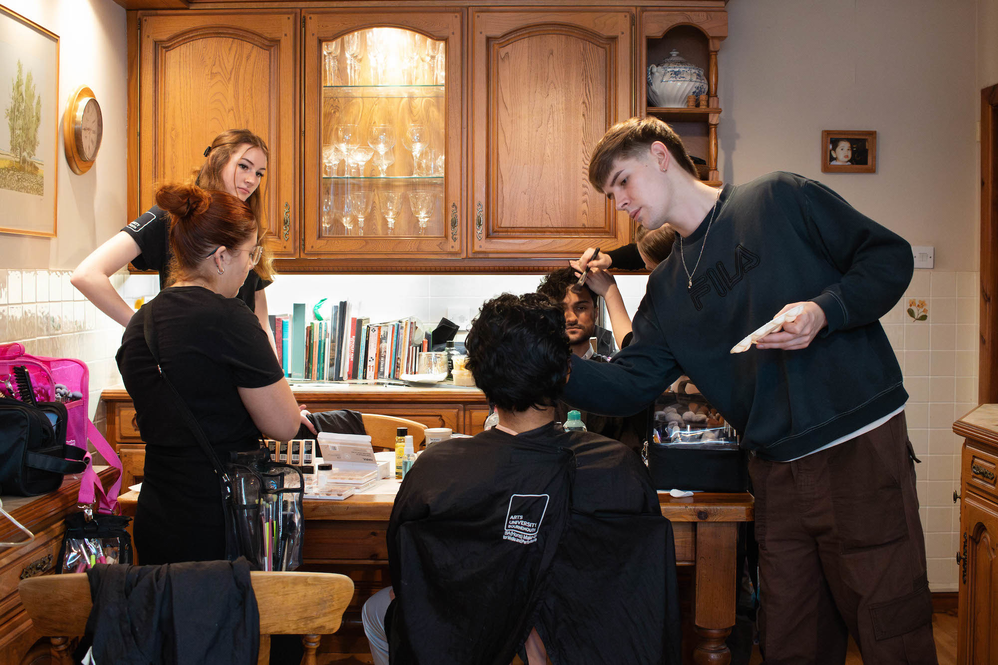 Several BA (Hons) Make-up for Media and Performance and Film Production students at work on the set of "Brumdog".