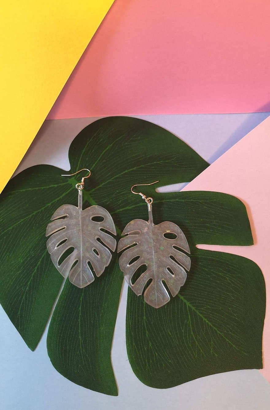 Monstera earrings by CJP Jewellery
