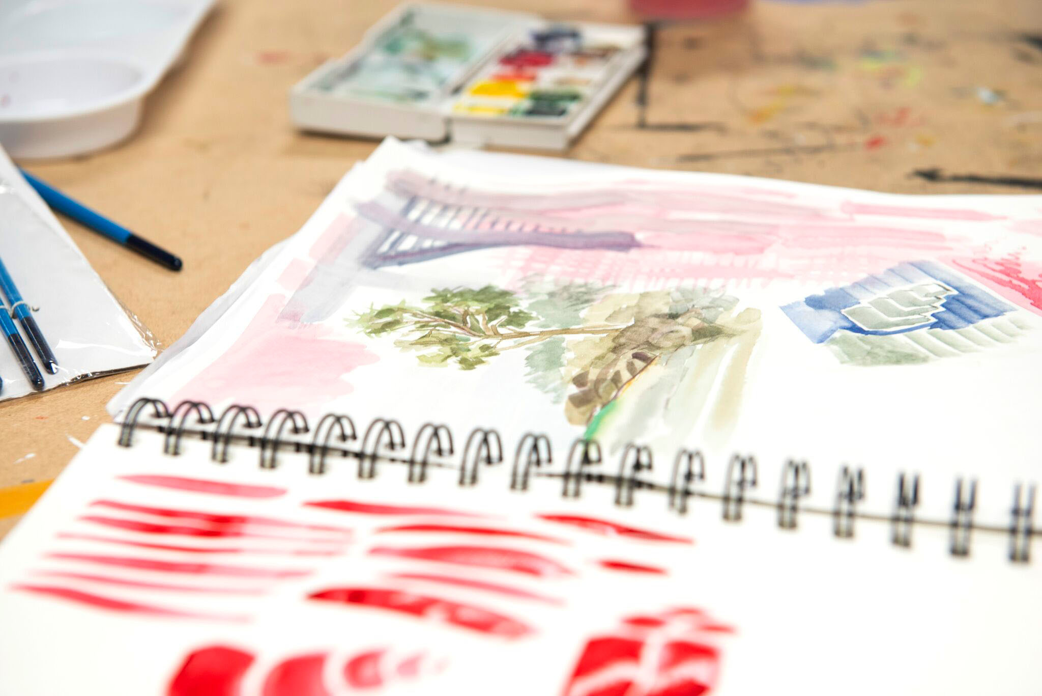 Watercolour experimentation in sketchbook