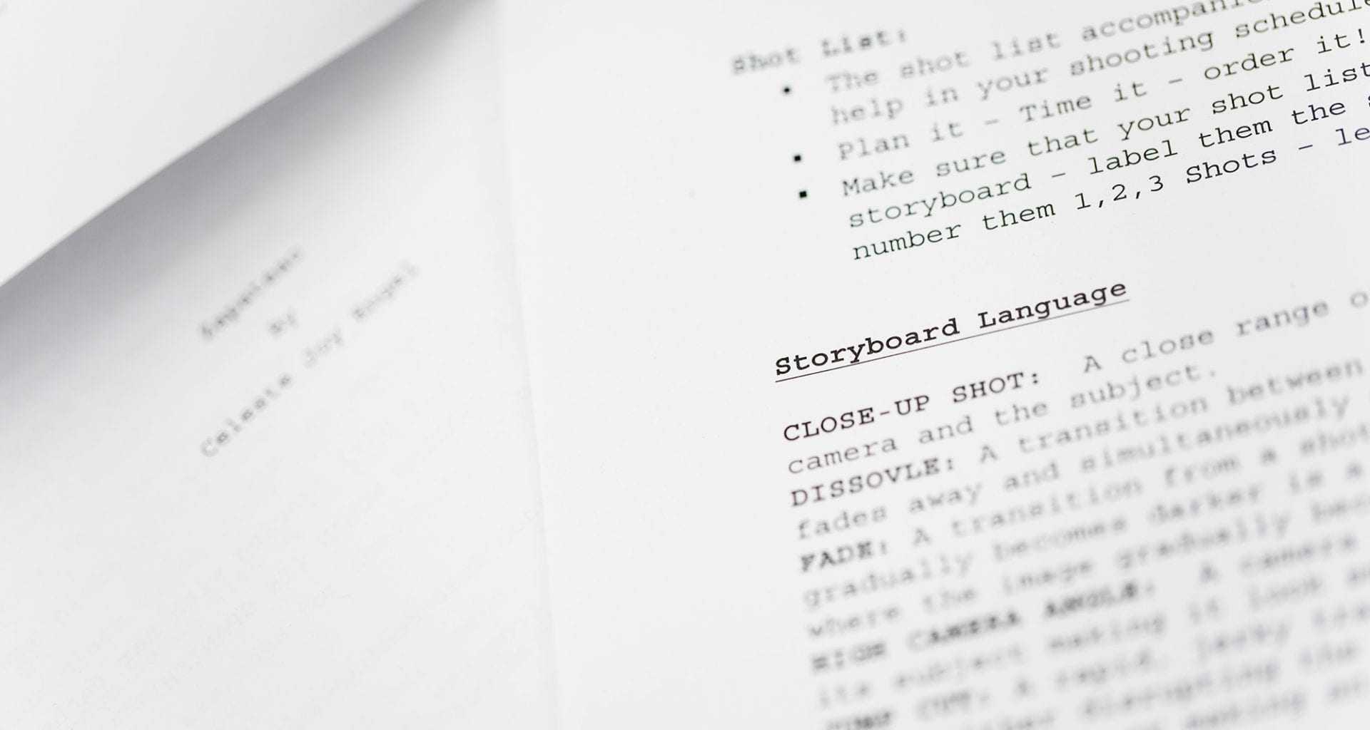 Close-up image of a screenplay.