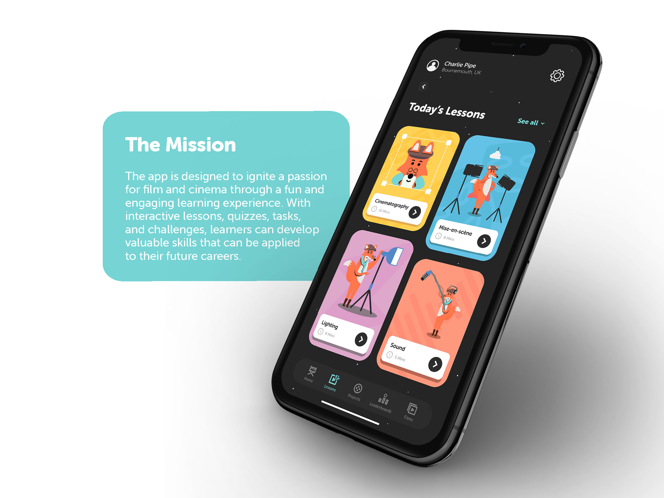 Visual mock up of a language learning app