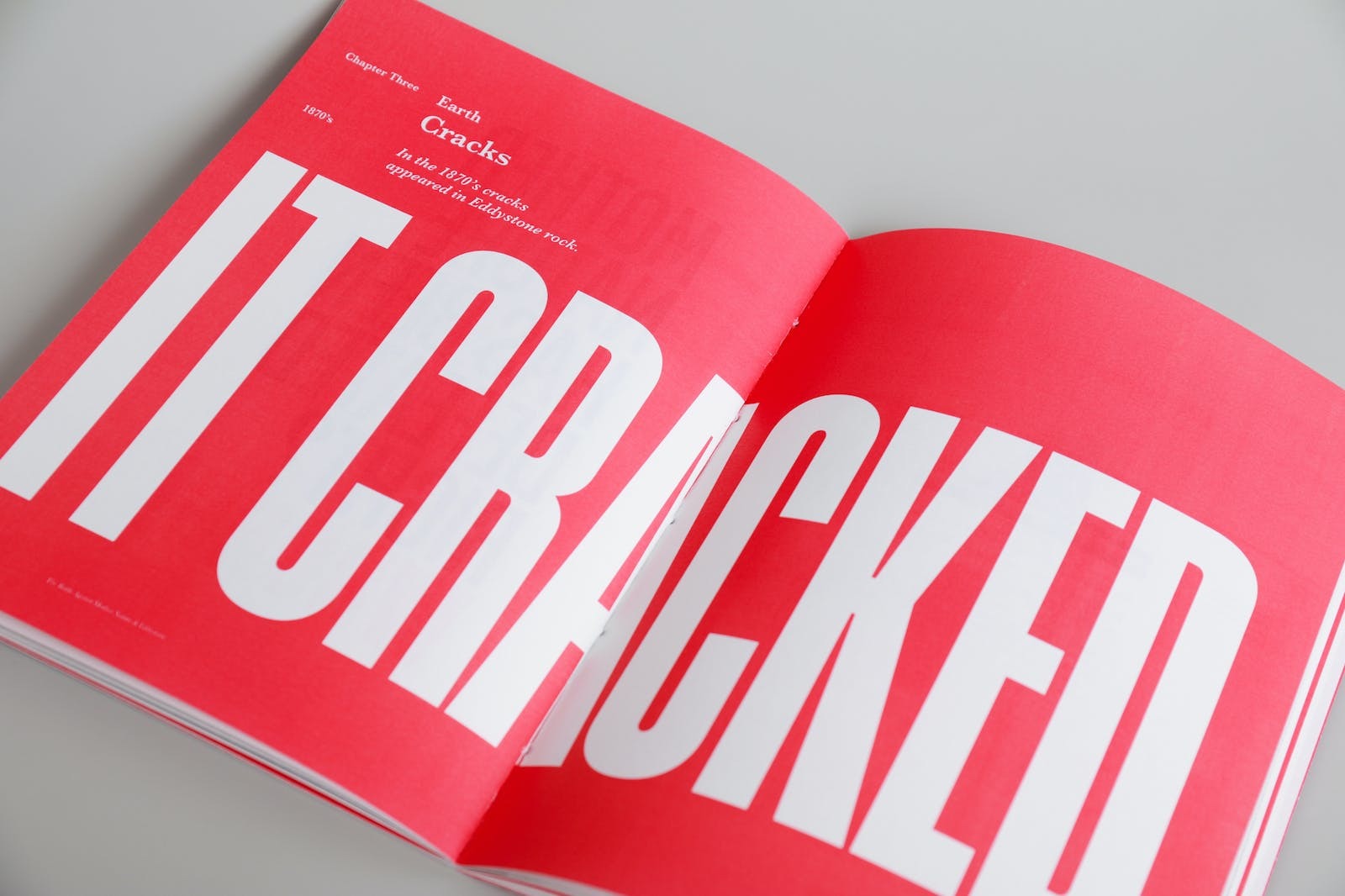Open book with words that read: it cracked