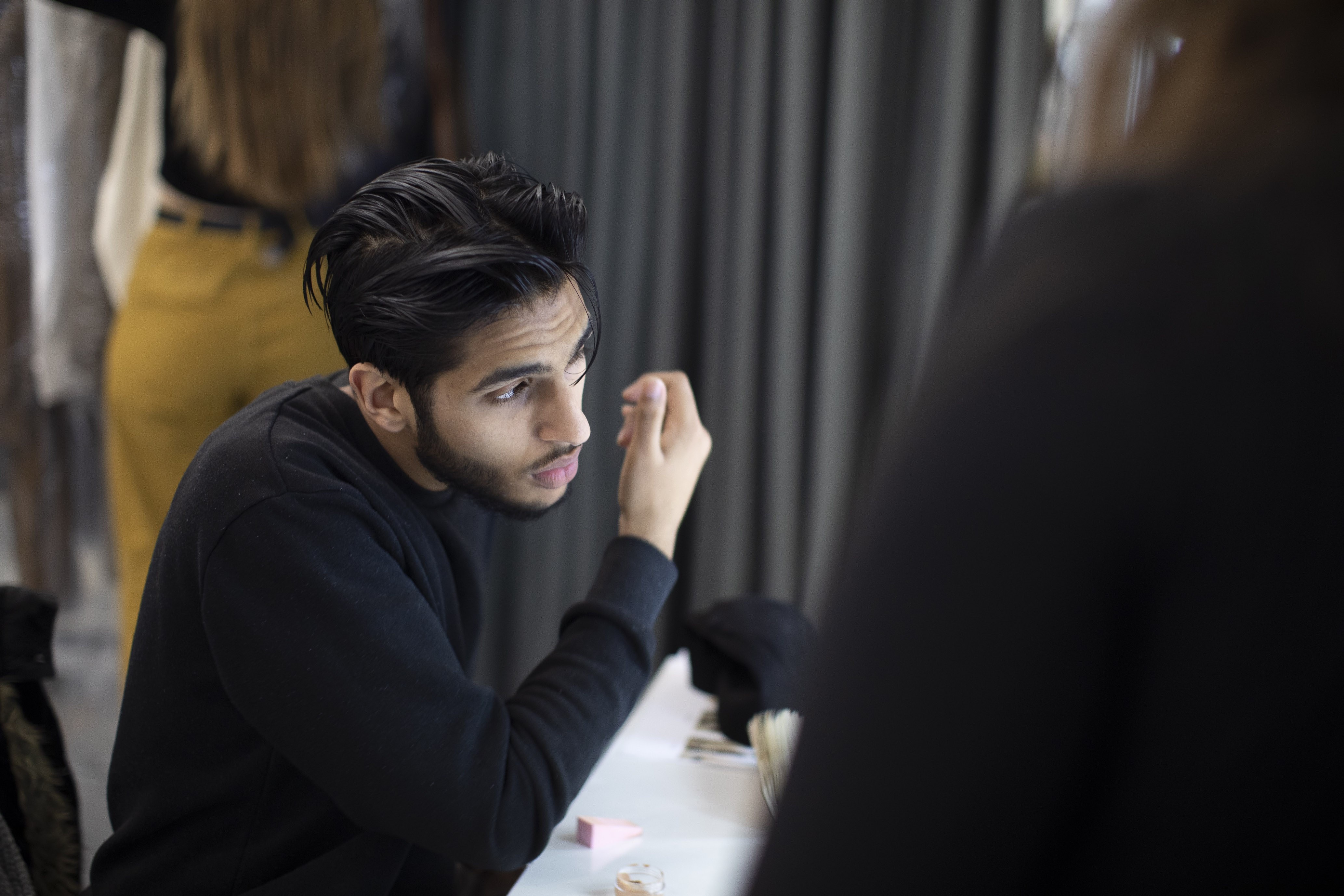 Acting student getting ready for a production of Cherry Orchard