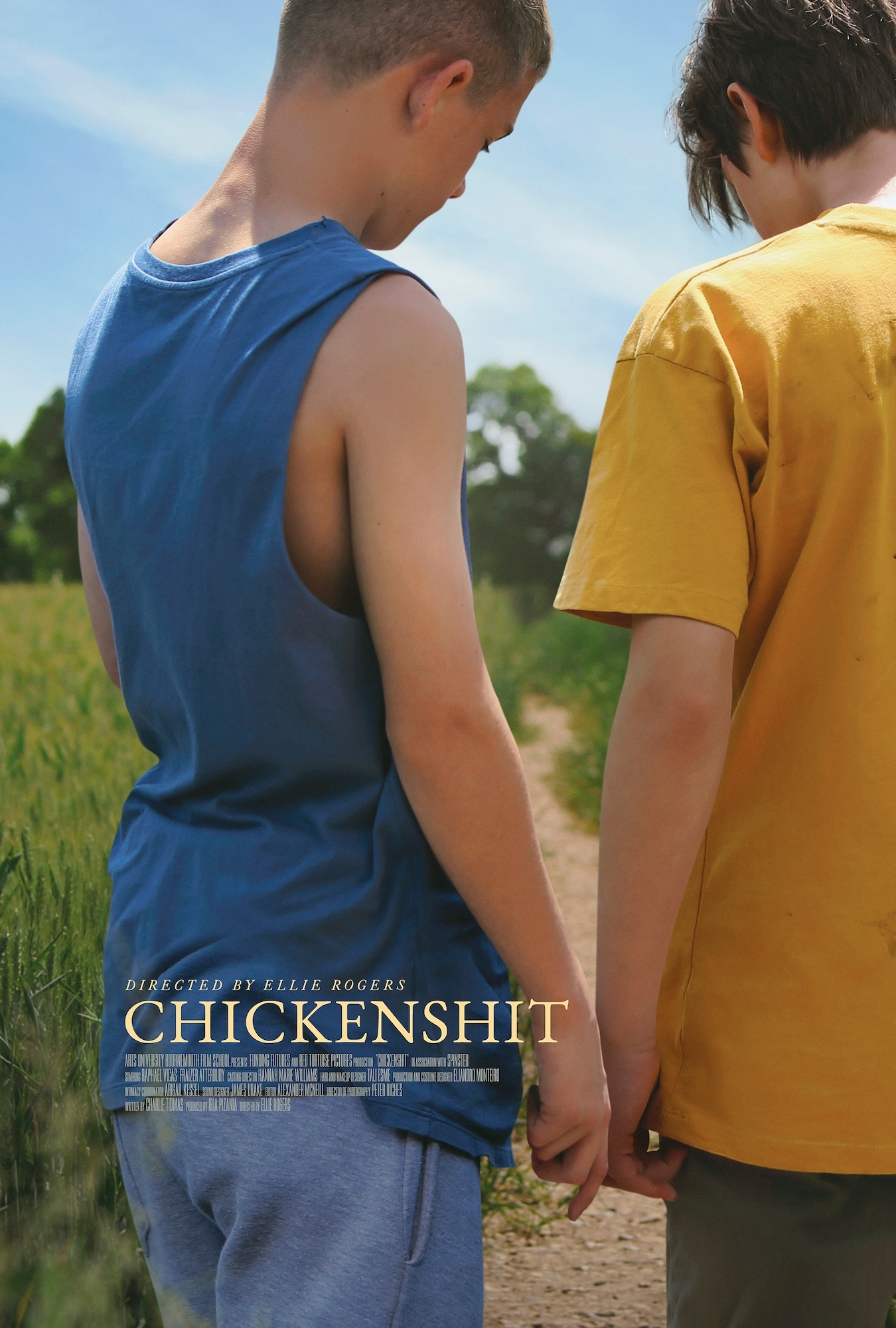 Film poster showing two young people lightly touching or holding hands. The film title "Chickenshit" appears towards the bottom-left corner.
