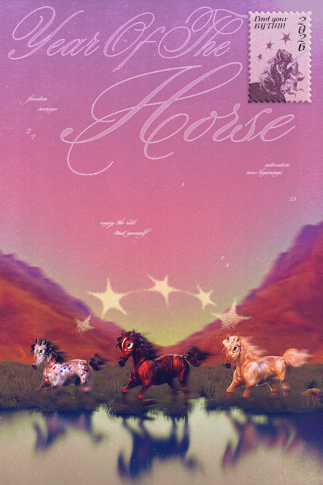 Pink-purple gradient background with white cursive text "War of the Heart". Three illustrated horses running across landscape with mountains and yellow stars. Postage stamp element top right.