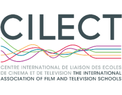 The text "CILECT" appears above a series of multicoloured wavy lines, which straighten towards the right-hand side.