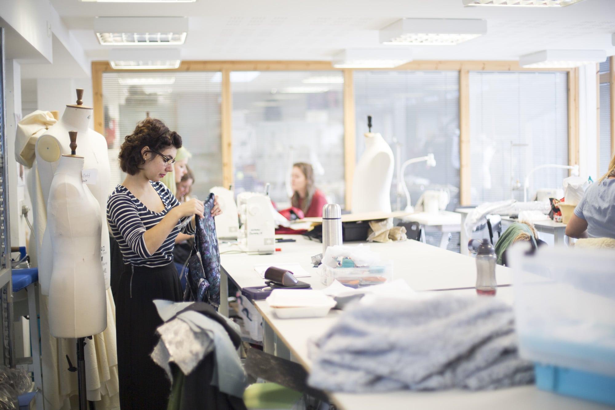 Student working in studio space