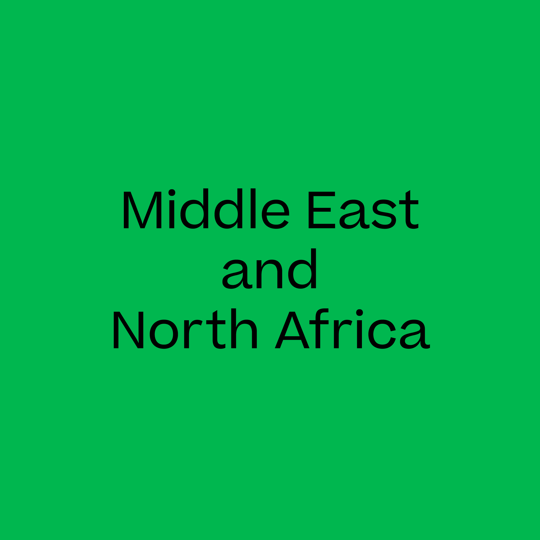 'Middle East and North Africa' written in black on a green background
