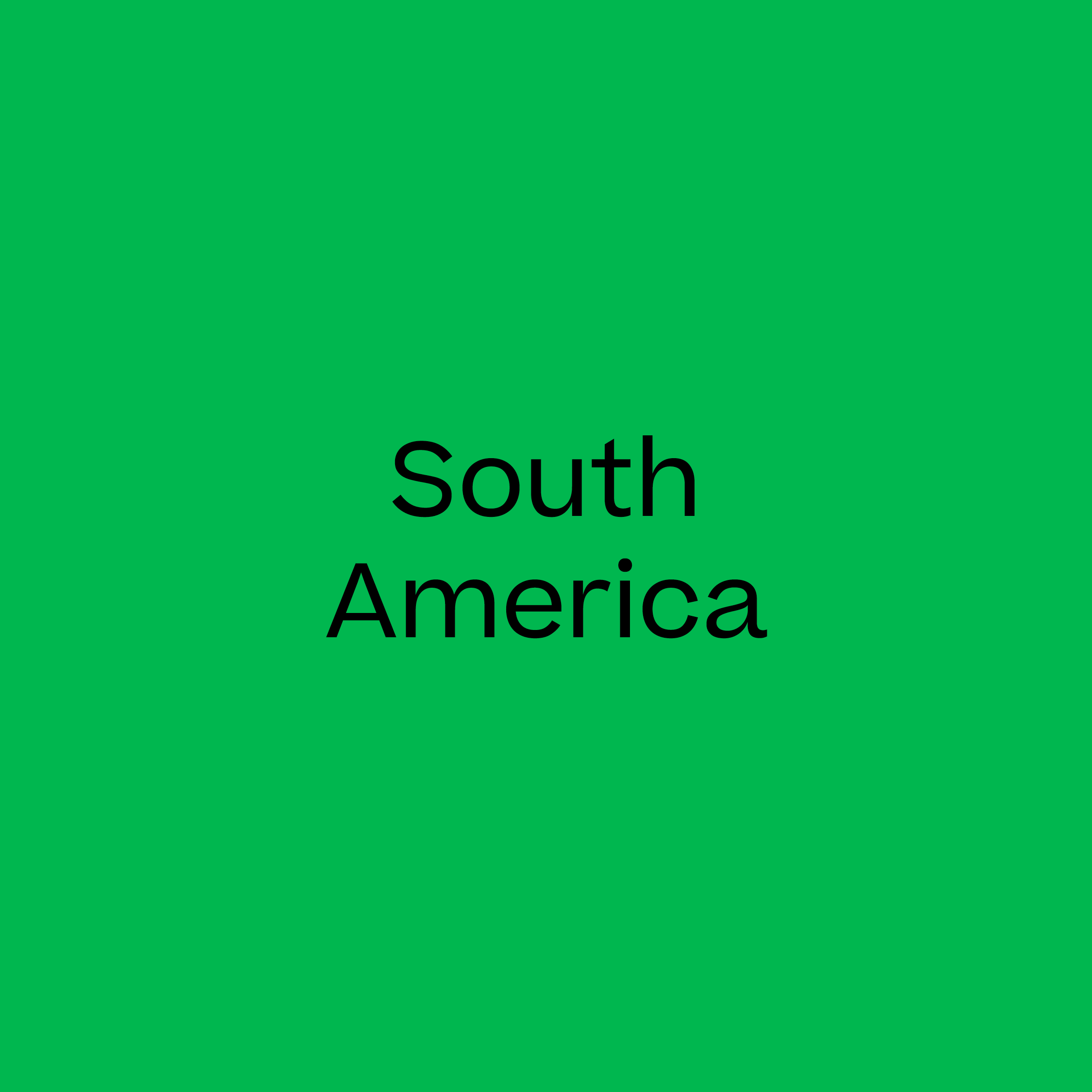 Black words reading 'South America' on a green background