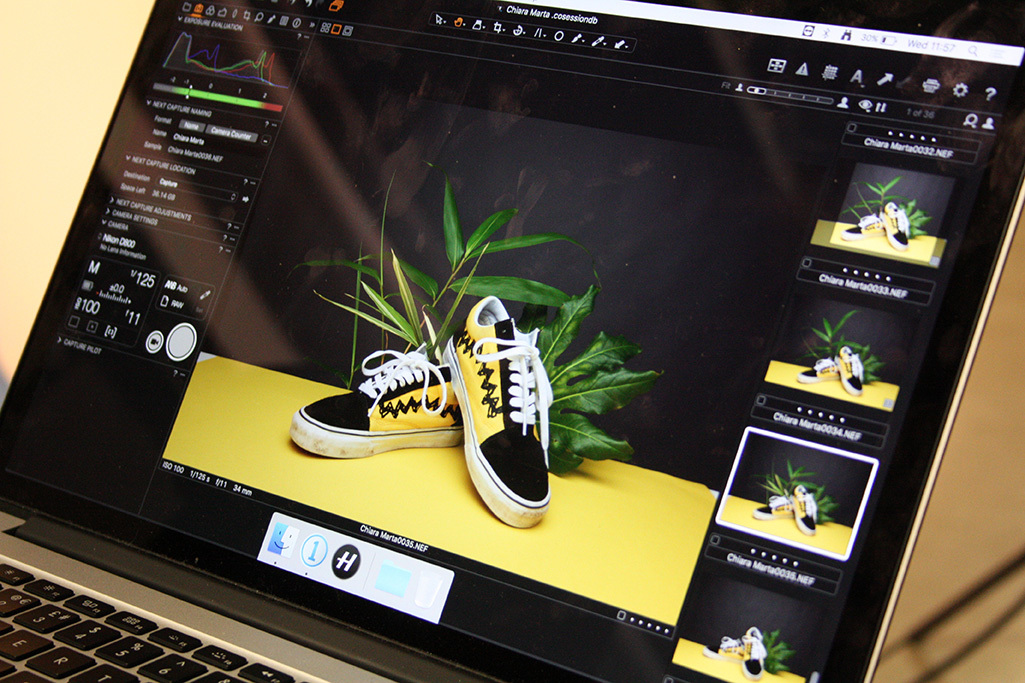 A student is using post-production editing software