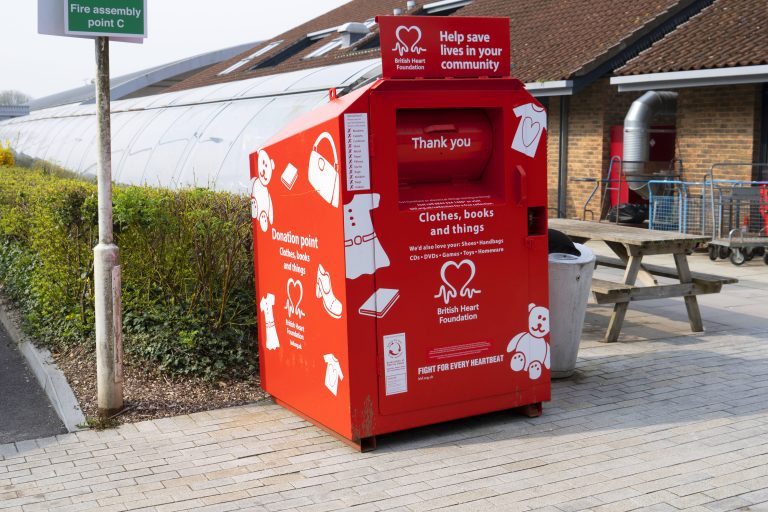 British Heart Foundation clothes and book drop-off point