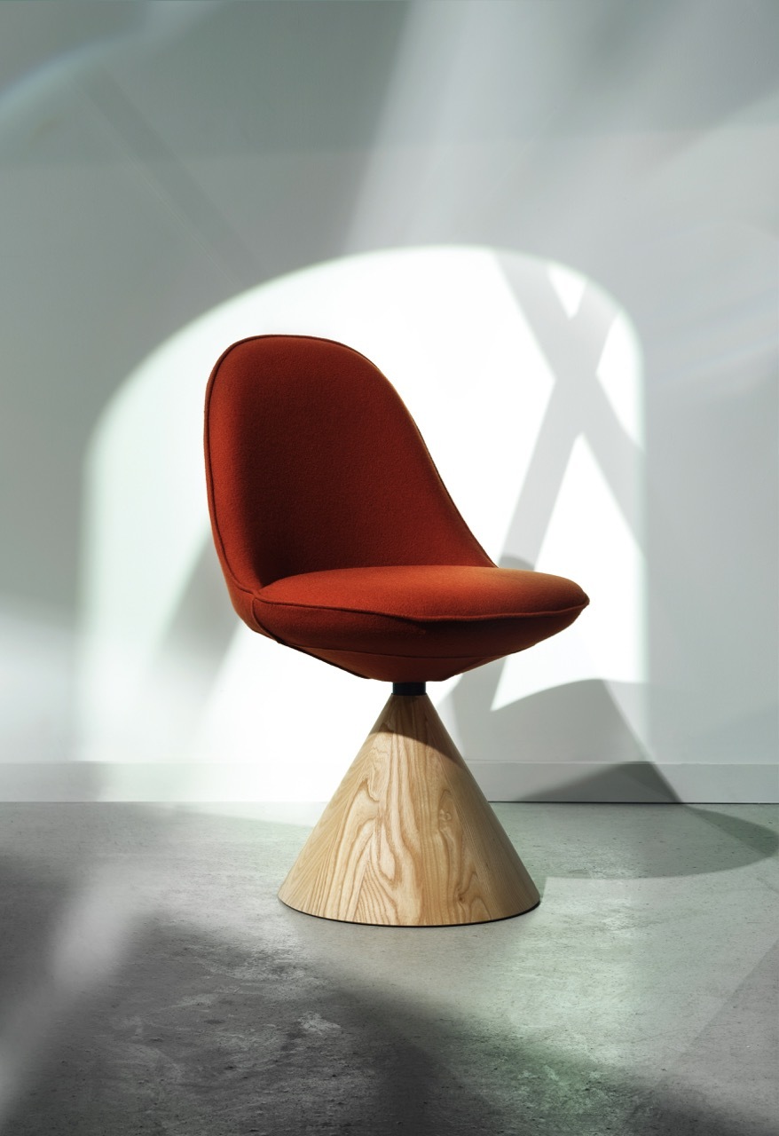 A red chair on a white background