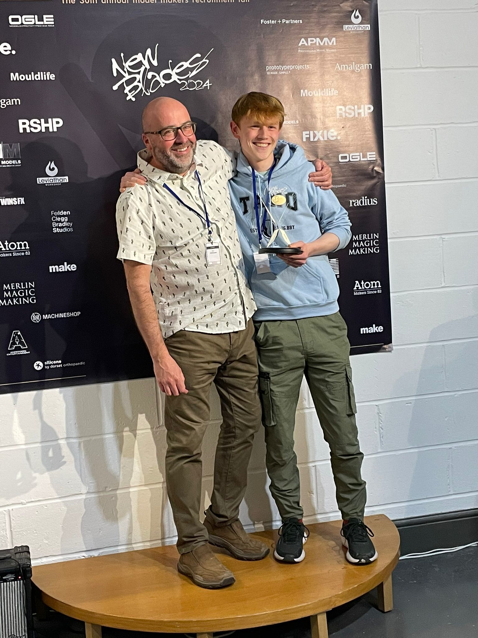 BA (Hons) Modelmaking student E Allen posing for a photo at New Blades 2024.