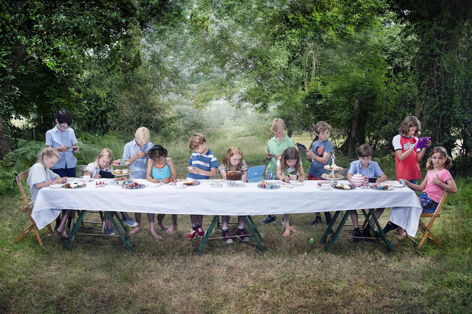 Lots of people sat at a table