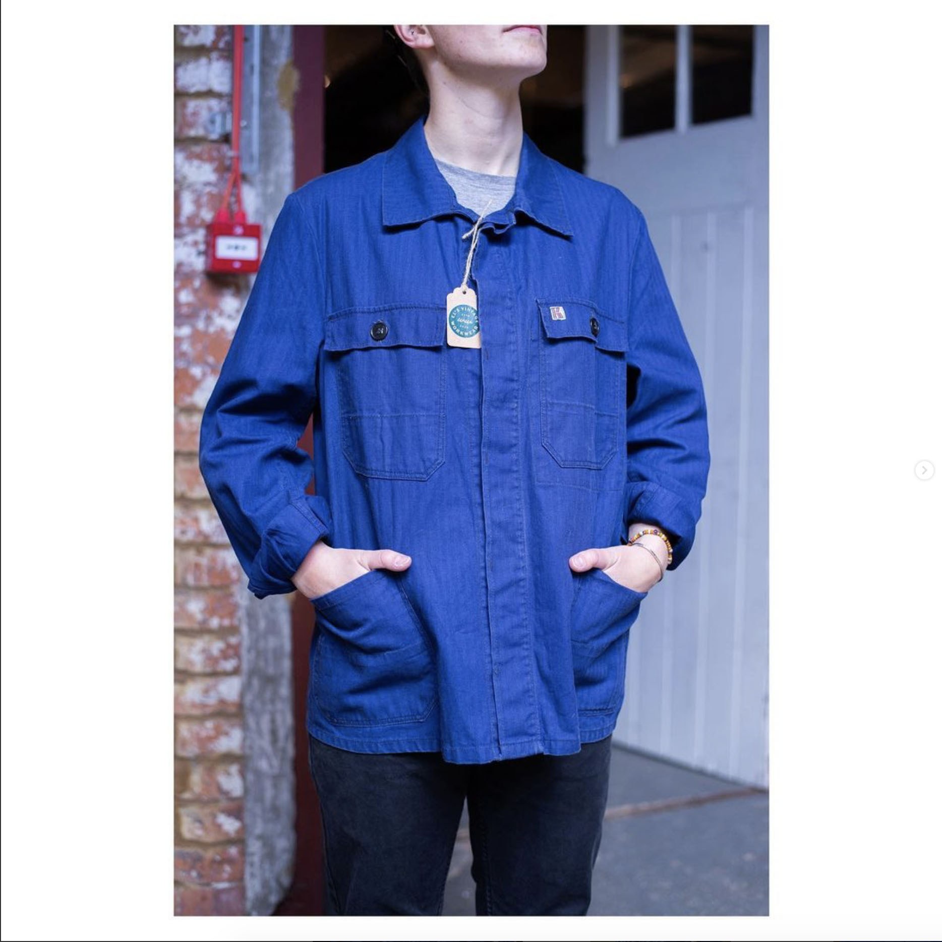 Posed photo of an over shirt from El's Vintage Workwear line