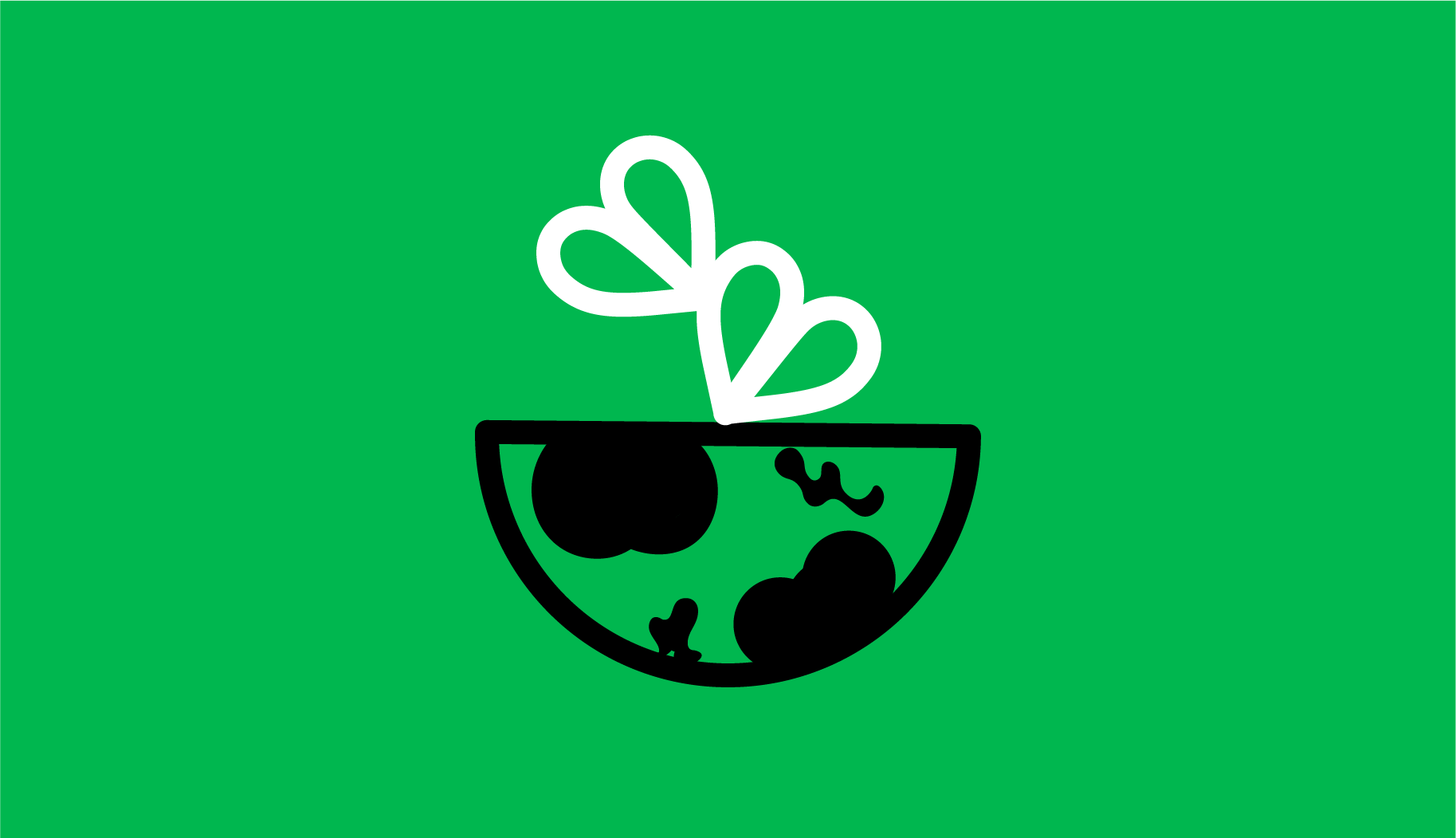 B&W icon on a green background