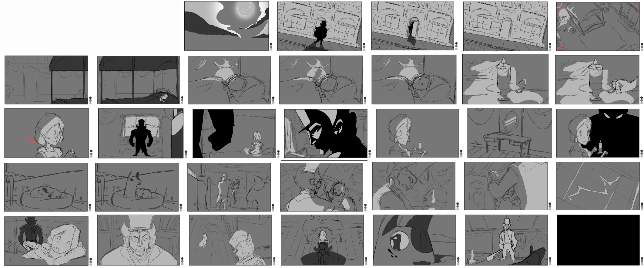 A storyboard made up of 33 frames
