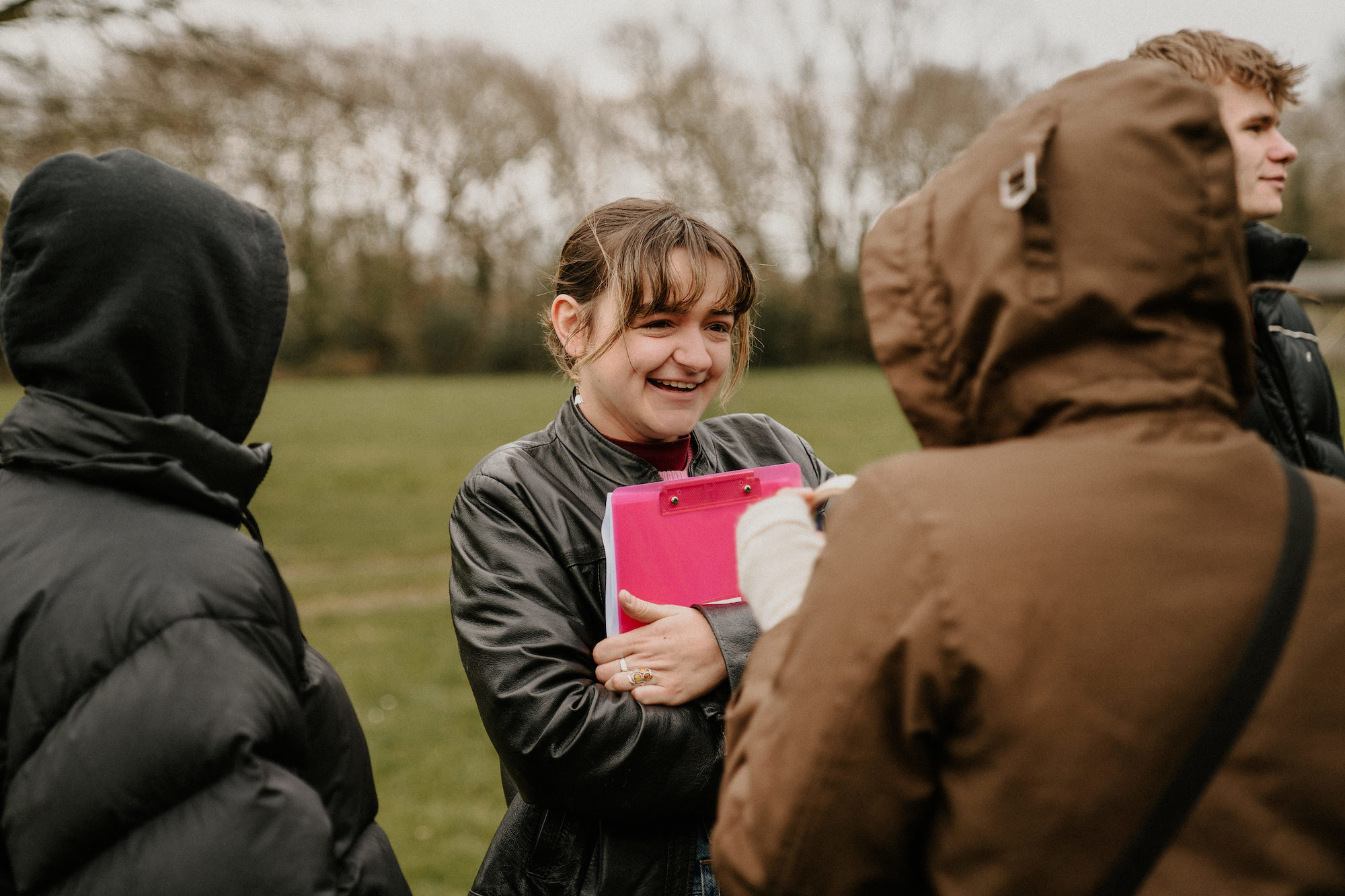 BA (Hons) Film Production student E Mainard on the set of Eyes, Front
