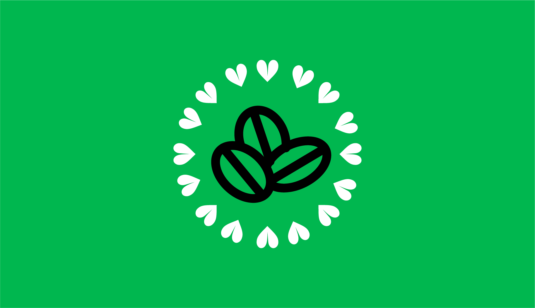 B&W icon on a green background