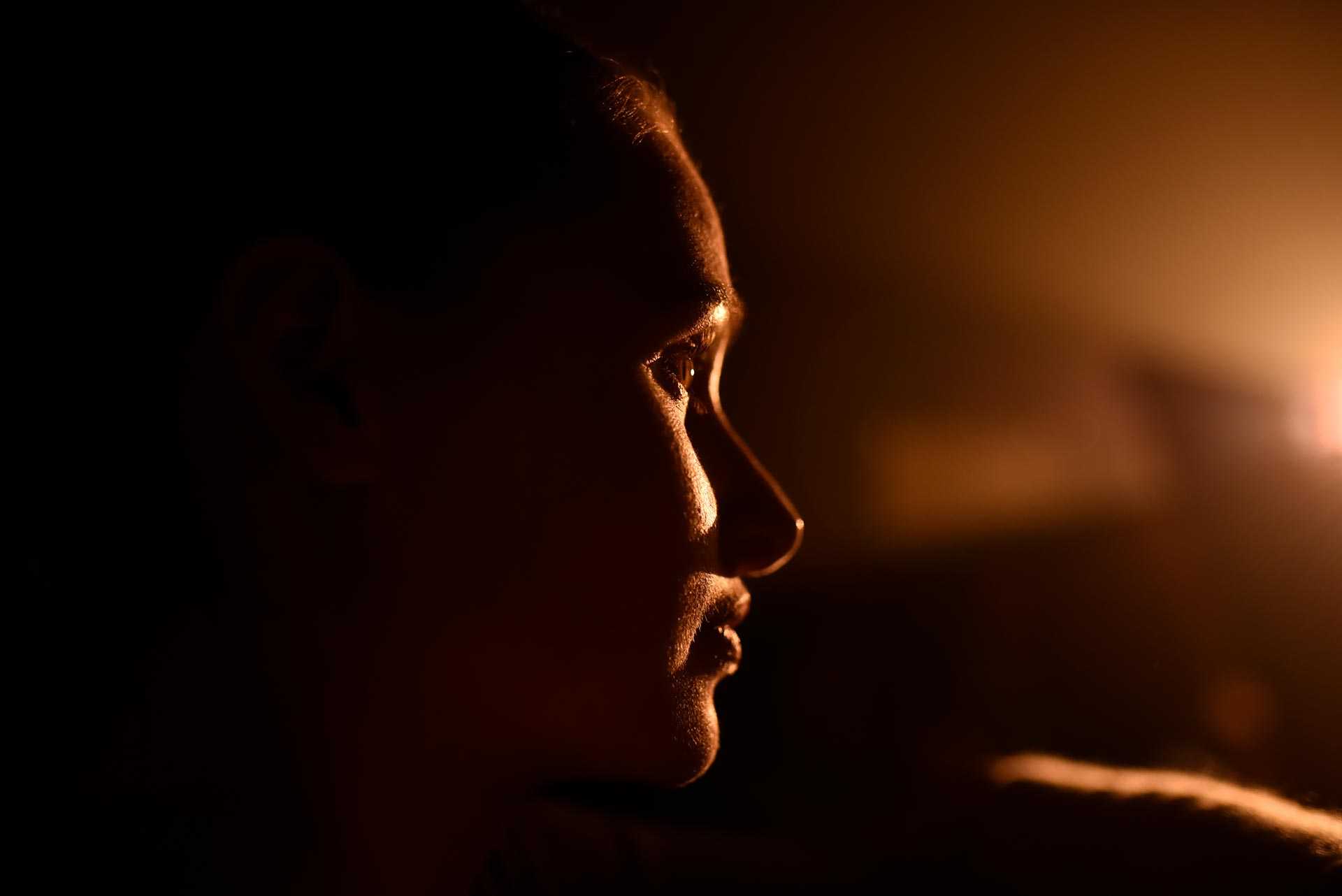 Close up of girls face in the light
