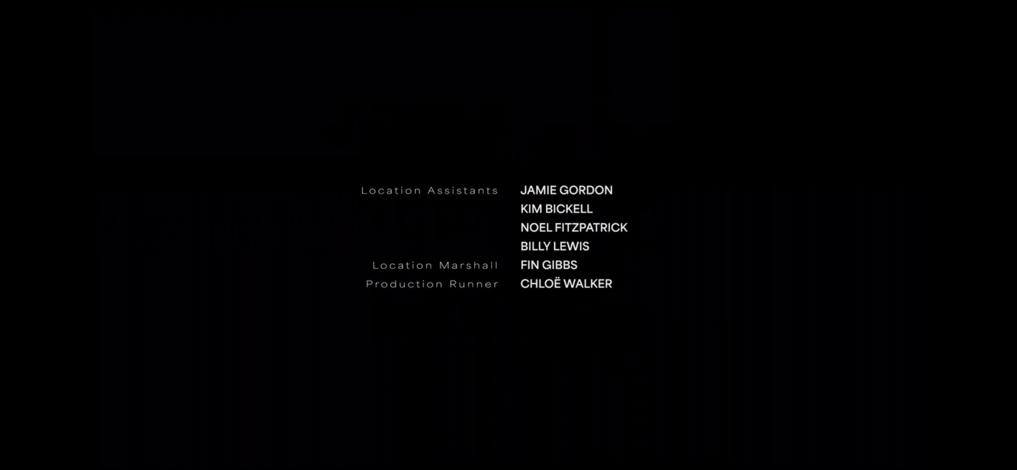A black screen with film credits in white text.