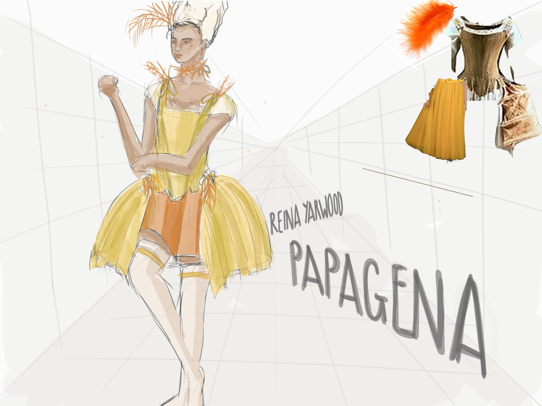 Papagena costume drawing
