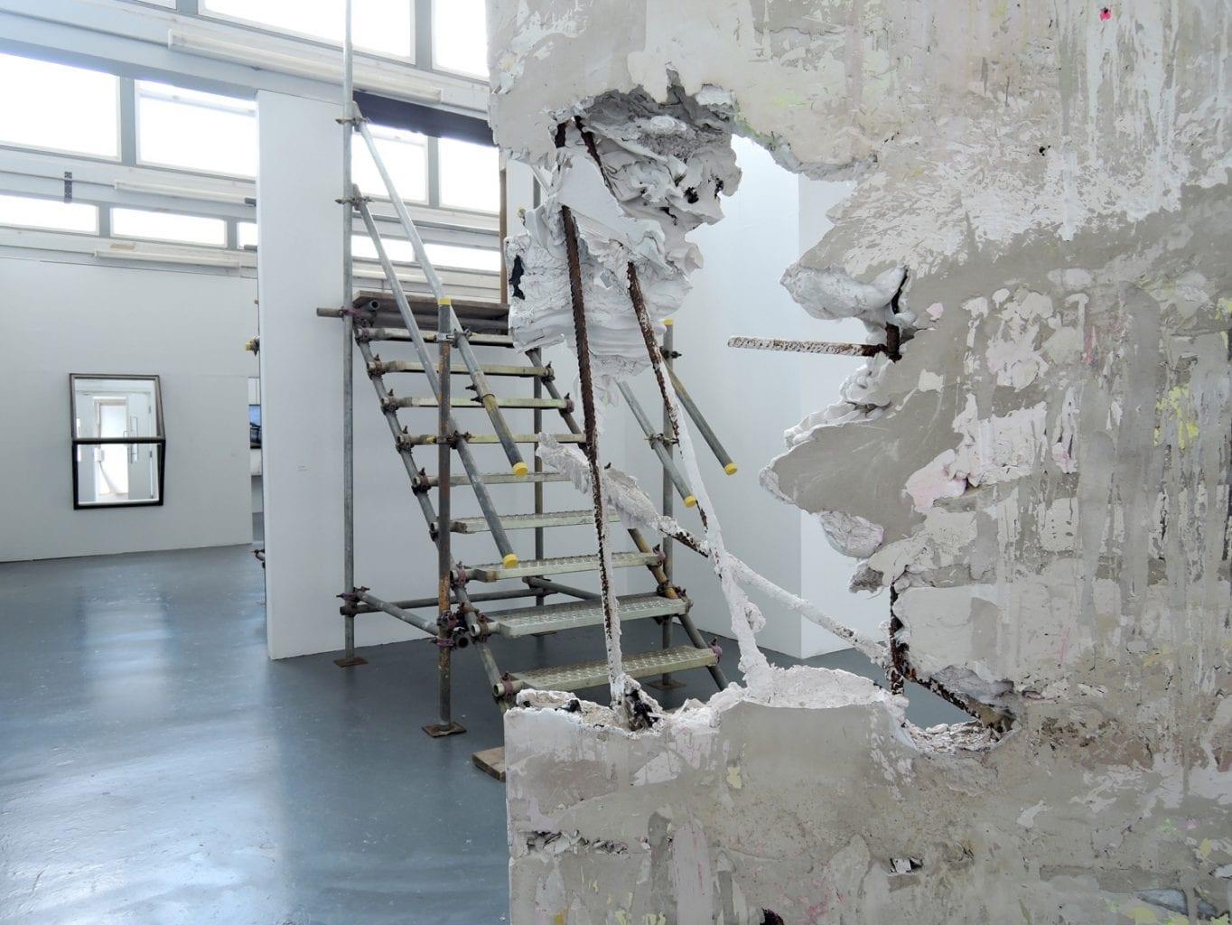 Modern art with scaffold and concrete