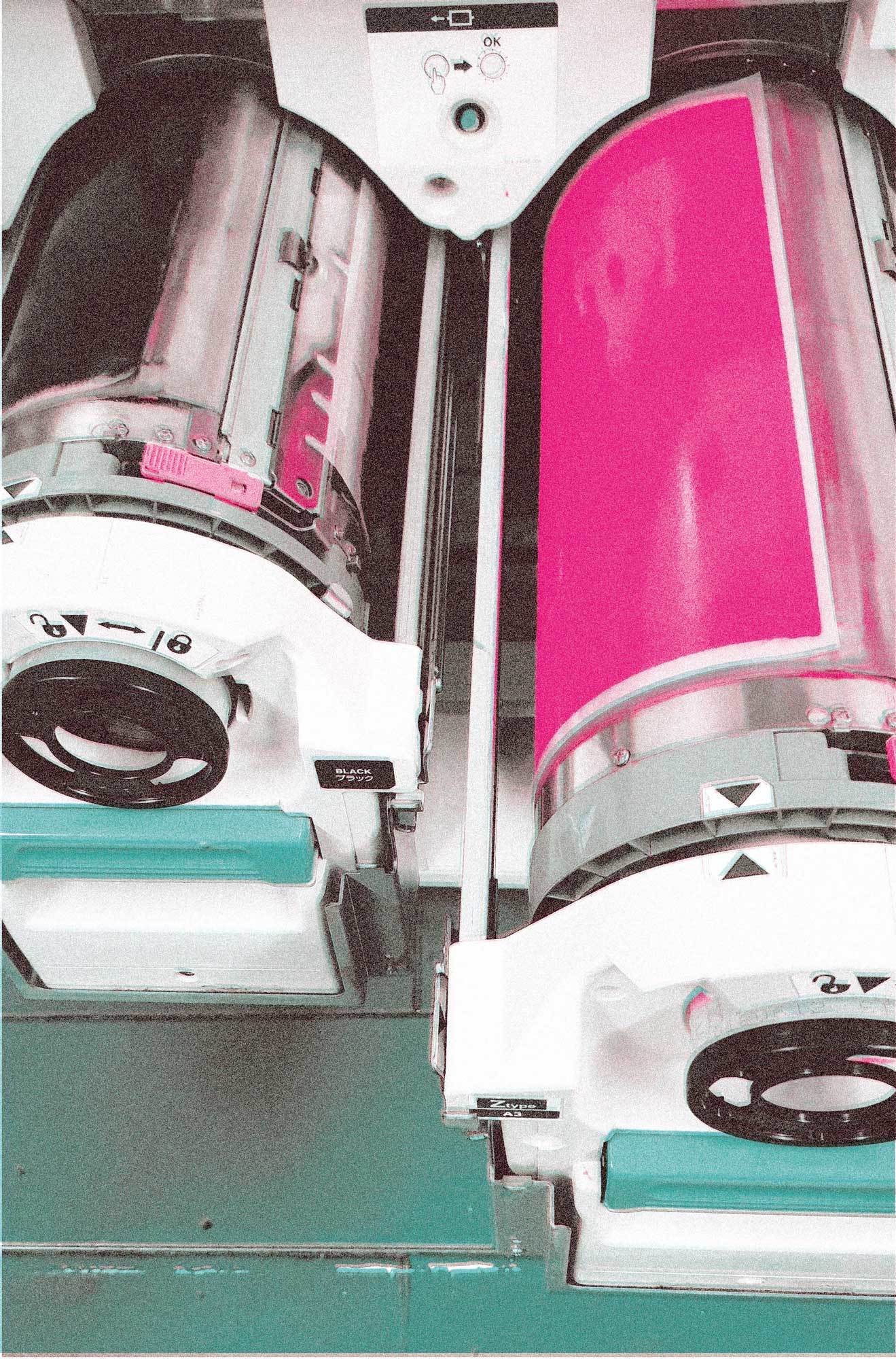 A photograph of a printing mechanism
