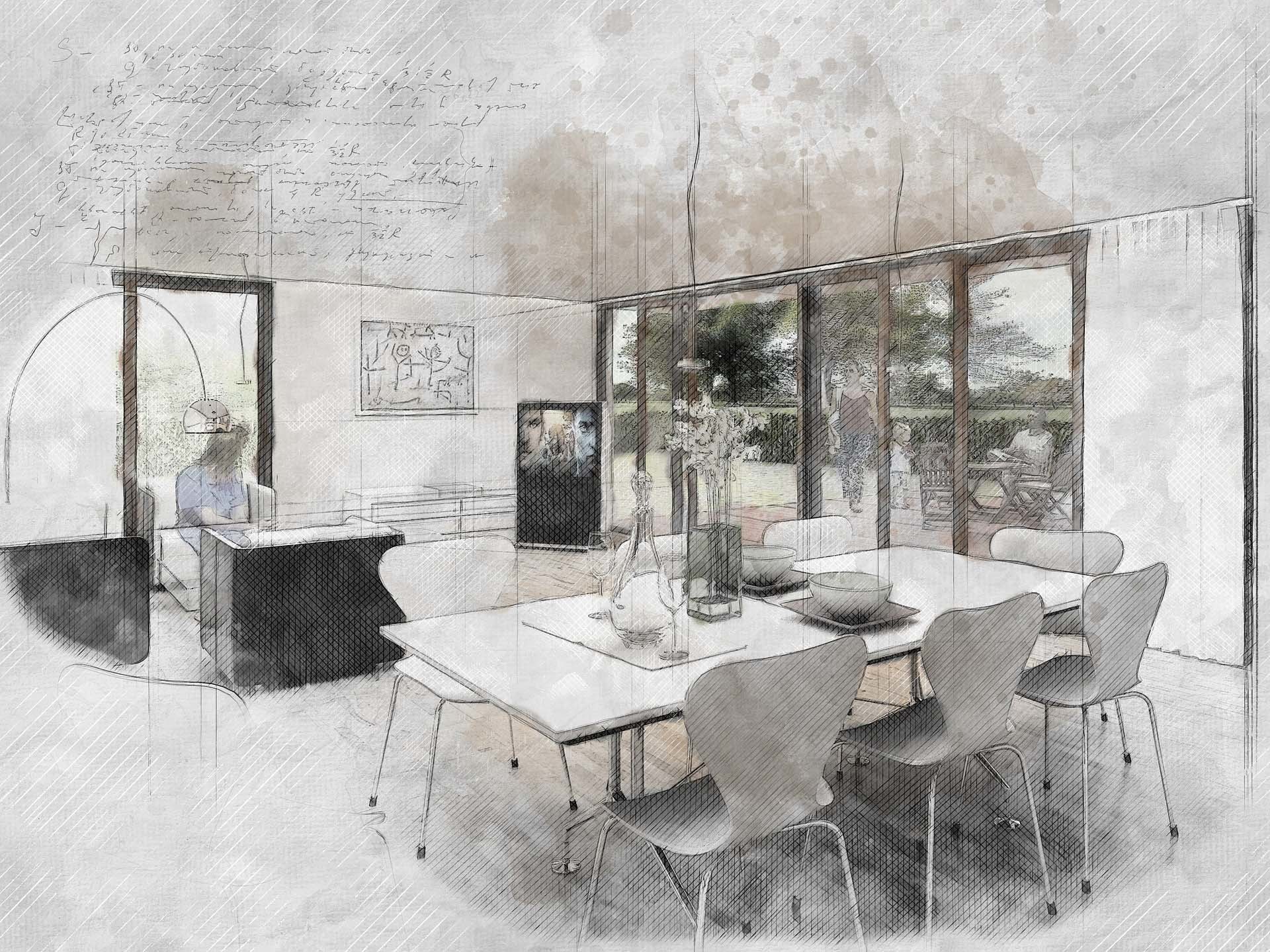 Interior illustration of a kitchen