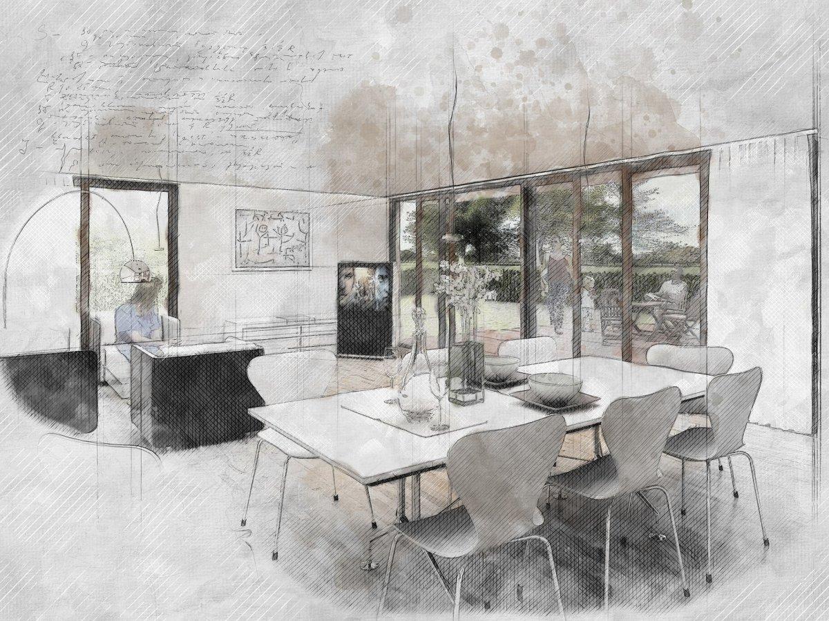 Sketch of an interior space